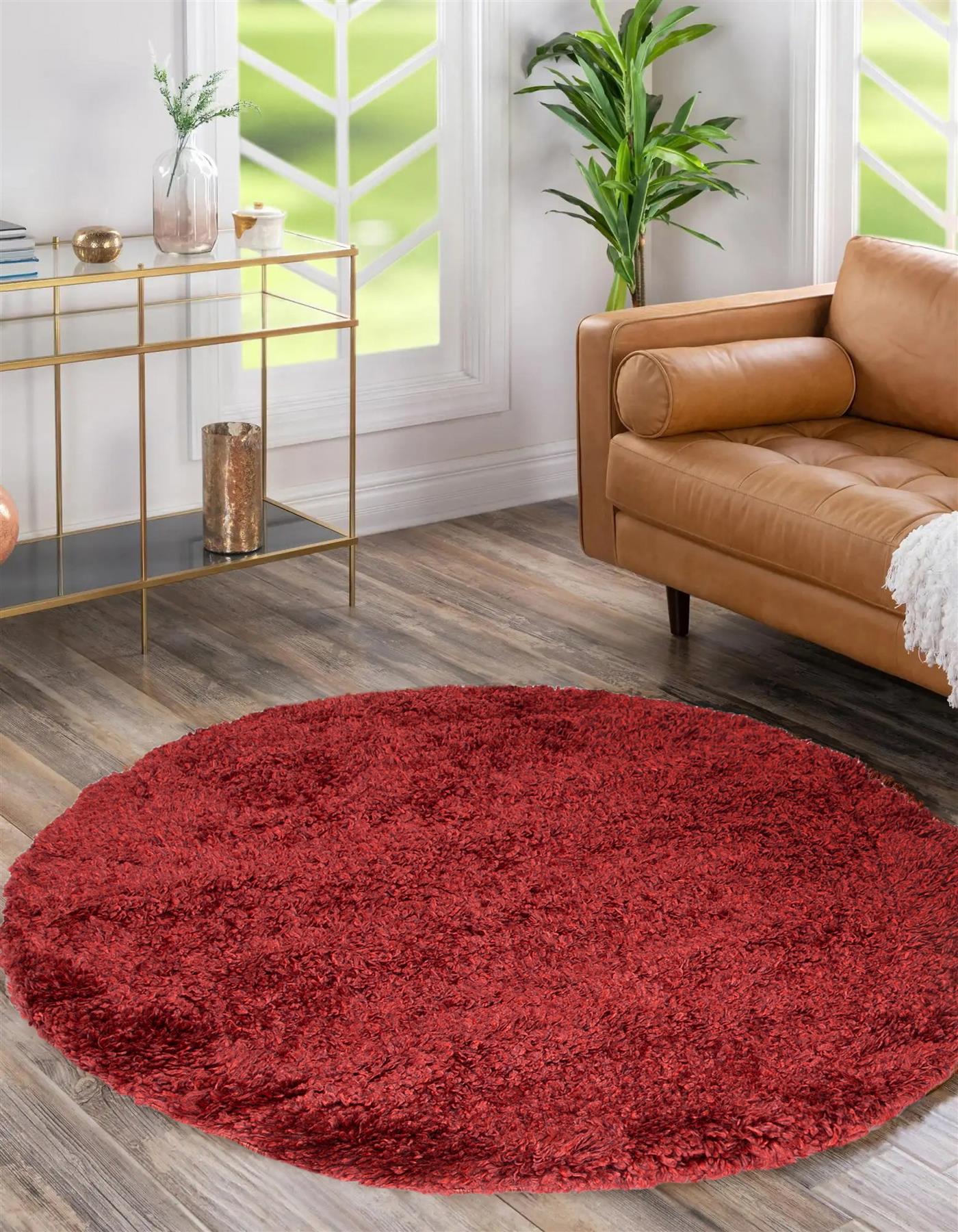 Circular Shaggy Rug Round Fuzzy Carpet Soft Fluffy No-Shed Floor Mat Living Room - Picture 50 of 96