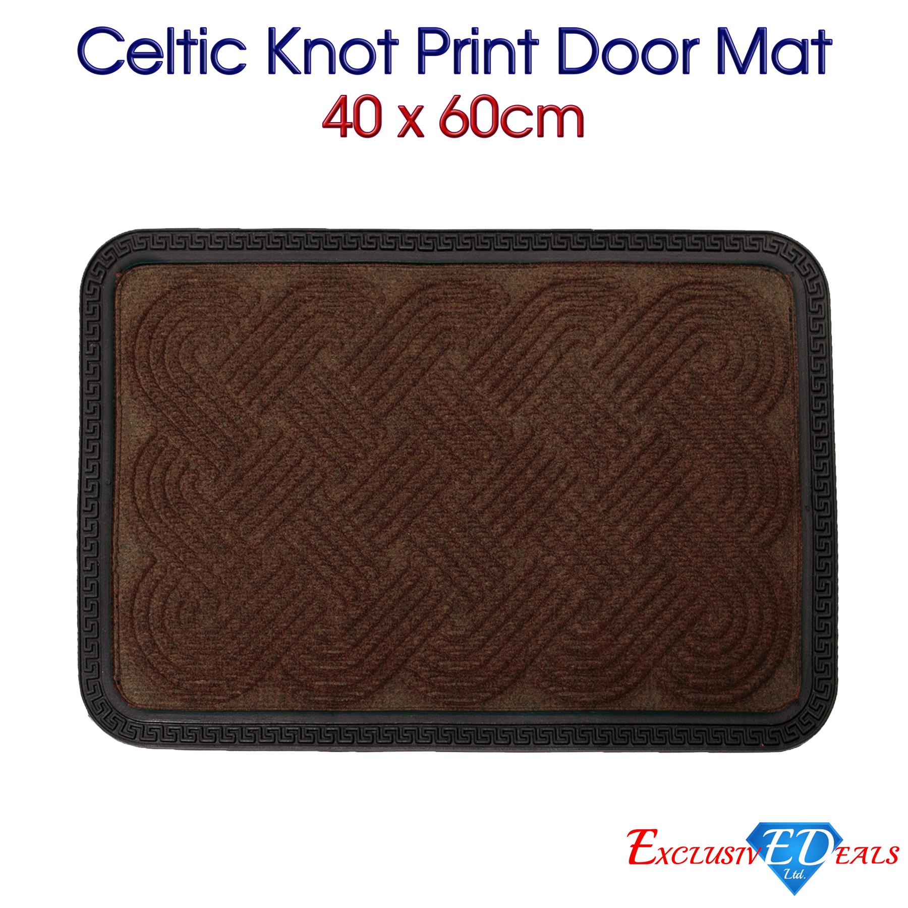 Natural Coir Door Mat 40 x 60cm Indoor Outdoor Spiral Celtic Knot Print Home Rug - Picture 28 of 41