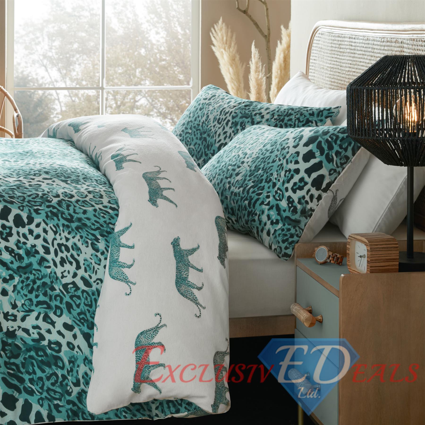 Flannelette Printed Duvet Cover Set 100% Brushed Cotton Reversible & Pillowcases - Picture 19 of 20