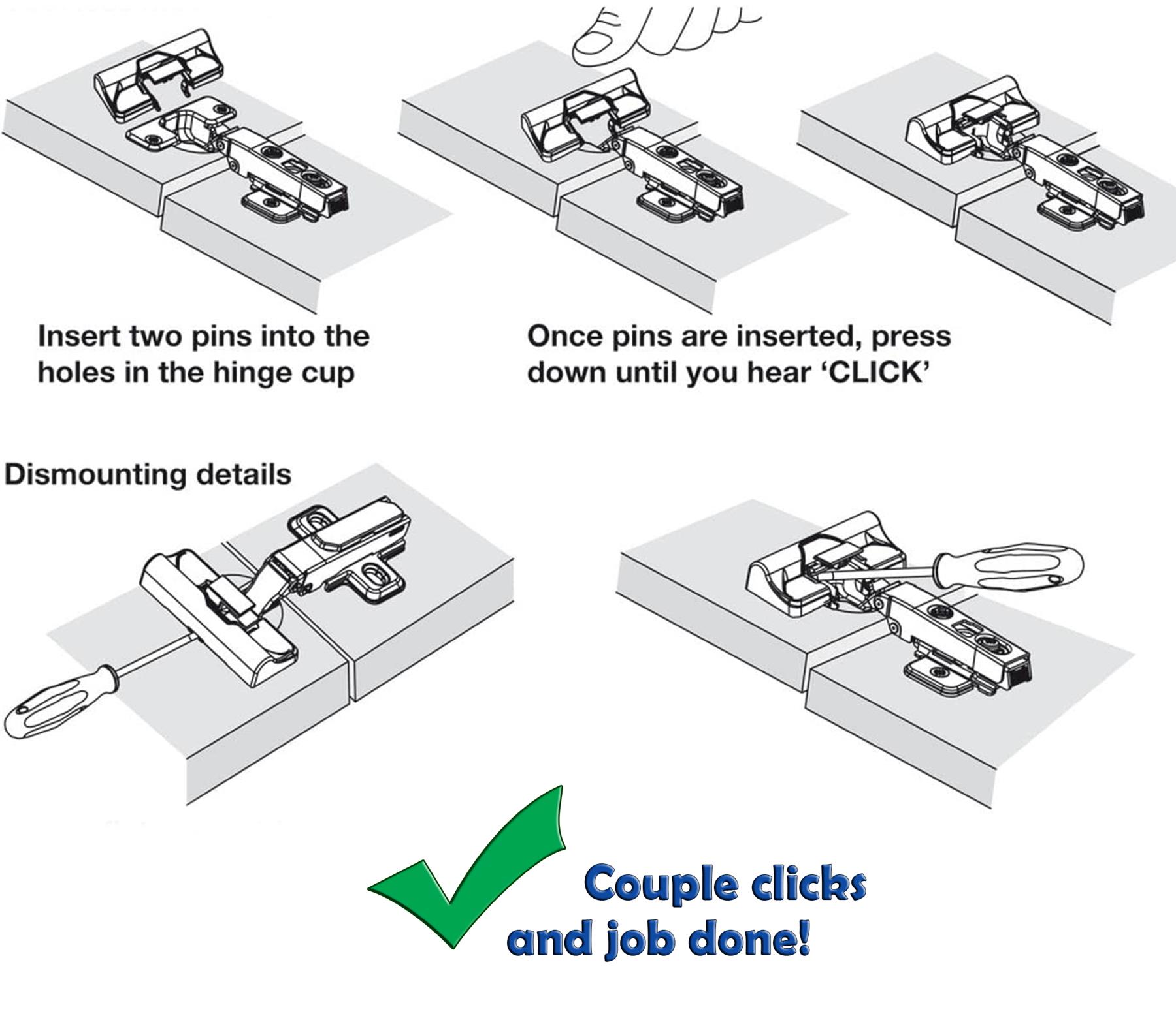Hafele Soft Close Hinge Adaptor for 100° Hinge Click On High Quality Durable - Picture 16 of 34
