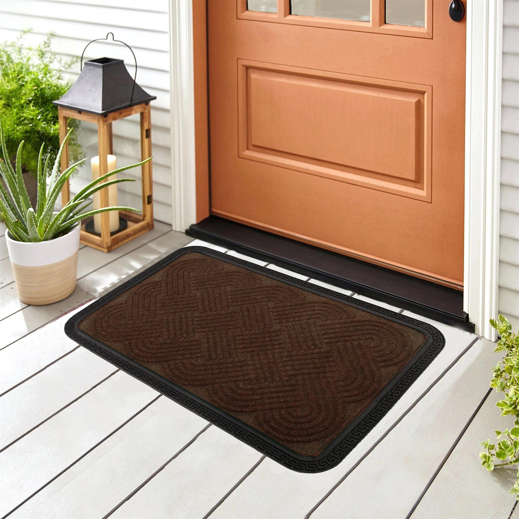 Natural Coir Door Mat 40 x 60cm Indoor Outdoor Spiral Celtic Knot Print Home Rug - Picture 26 of 41