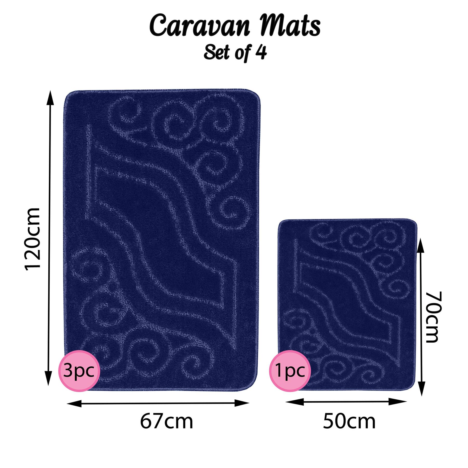 4pc Washable Caravan Rugs Romany Gypsy Mats Non-Slip Soft Tourer Set 67x120cm - Picture 24 of 30