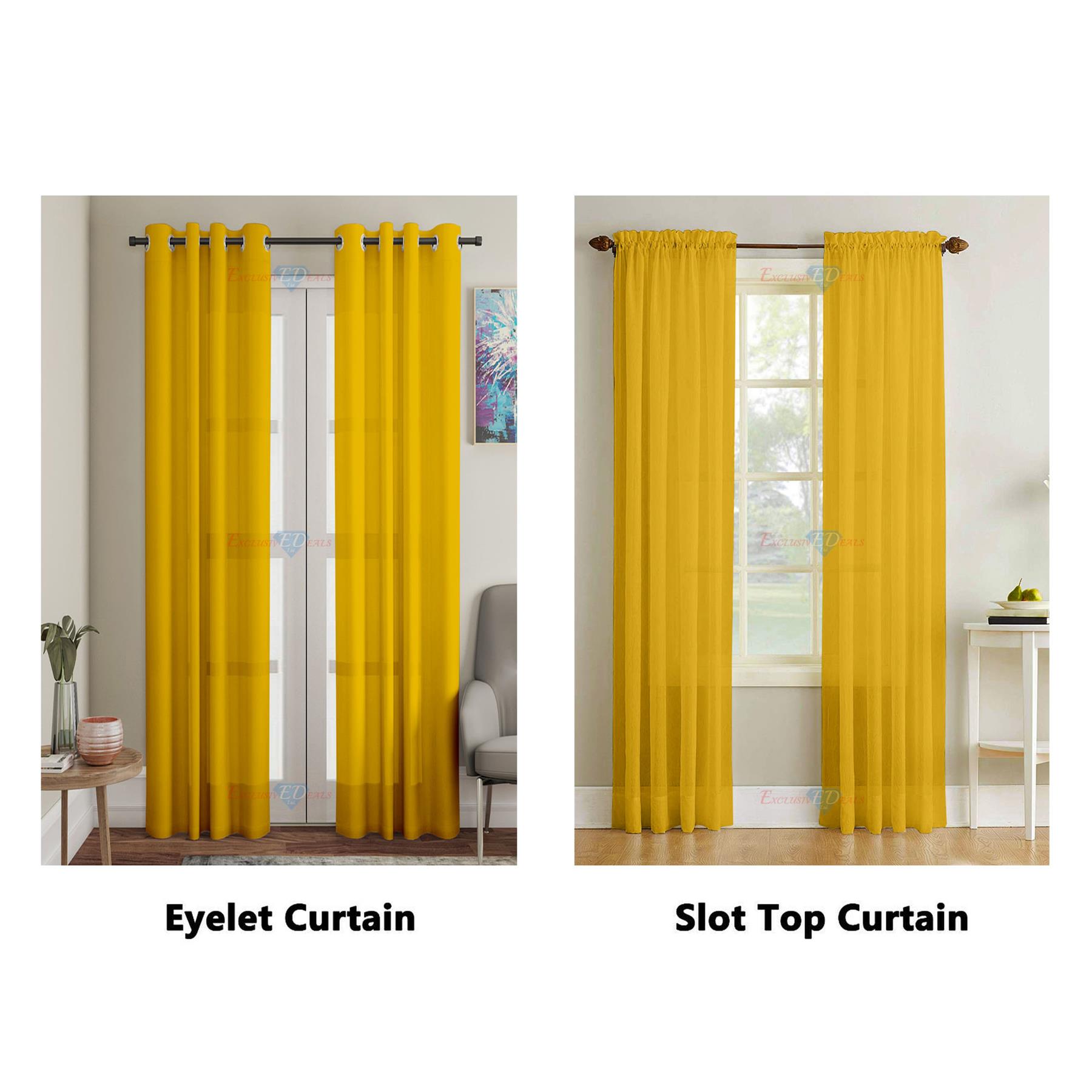 Voile Curtain 1 Panel Slot Top Or Eyelet Ring Top Mesh See-Through Net Curtain - Picture 46 of 60