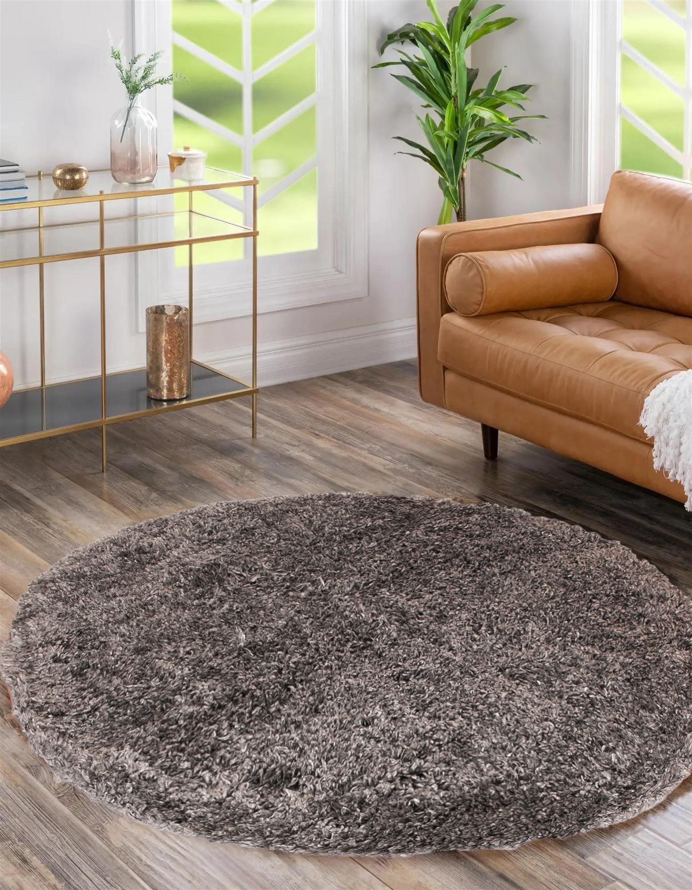 Circular Shaggy Rug Round Fuzzy Carpet Soft Fluffy No-Shed Floor Mat Living Room - Picture 42 of 96