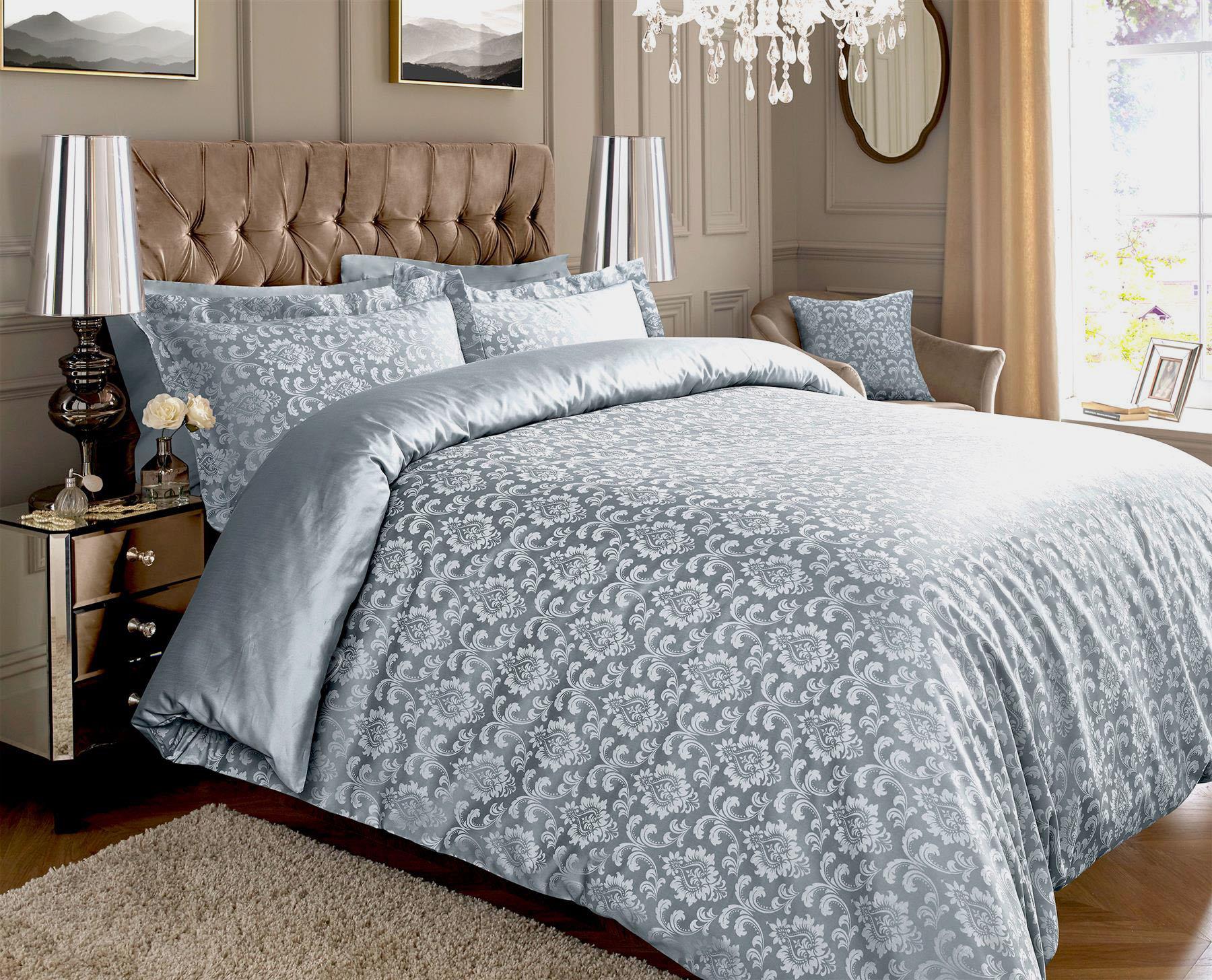 600TC Jacquard Damask Duvet Cover Sets Cotton Rich Extra Pillowcases - Picture 35 of 37