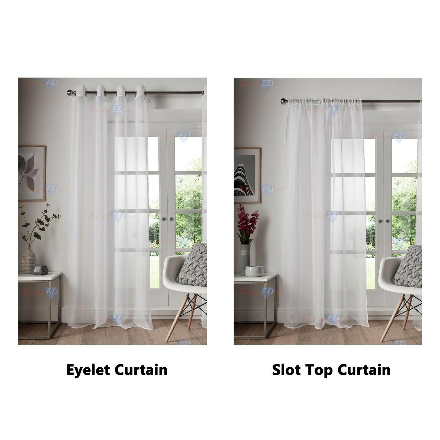 Voile Curtain 1 Panel Slot Top Or Eyelet Ring Top Mesh See-Through Net Curtain - Picture 37 of 60