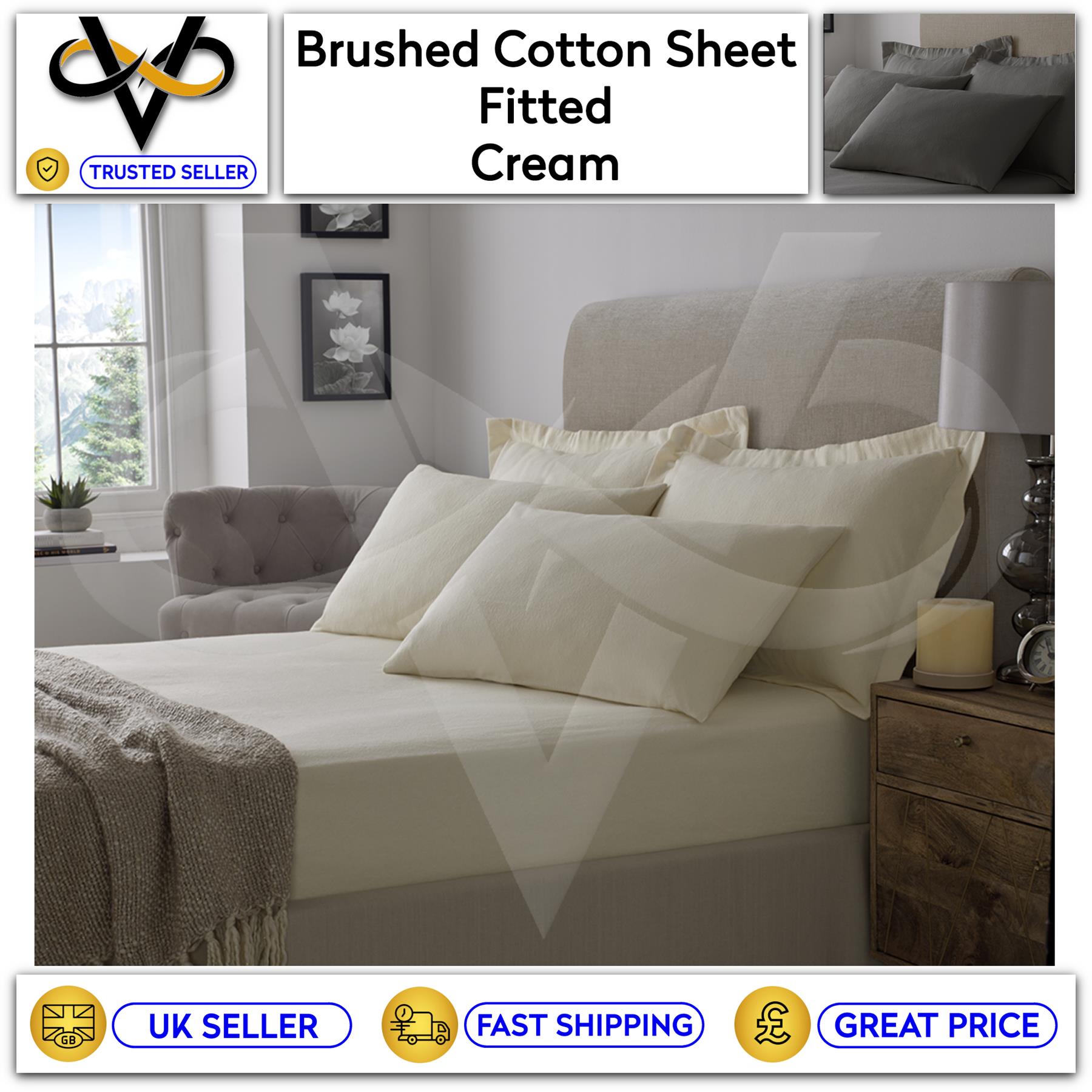 Flannelette 100% Brushed Cotton Soft Fitted Bedsheets And Pillowcases All Sizes - Picture 5 of 11