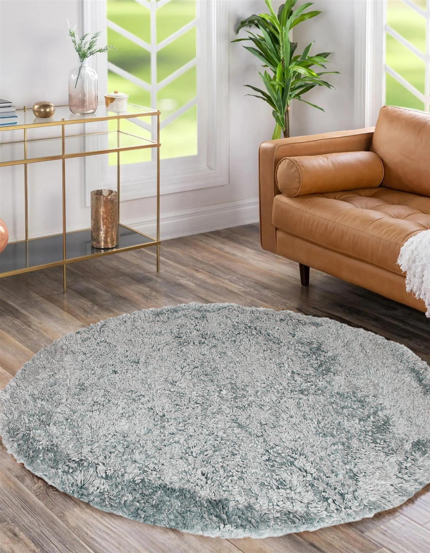 Circular Shaggy Rug Round Fuzzy Carpet Soft Fluffy No-Shed Floor Mat Living Room - Picture 82 of 96