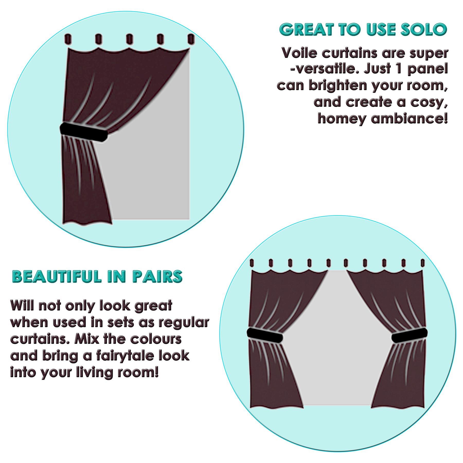 Voile Curtain 1 Panel Slot Top Or Eyelet Ring Top Mesh See-Through Net Curtain - Picture 34 of 60