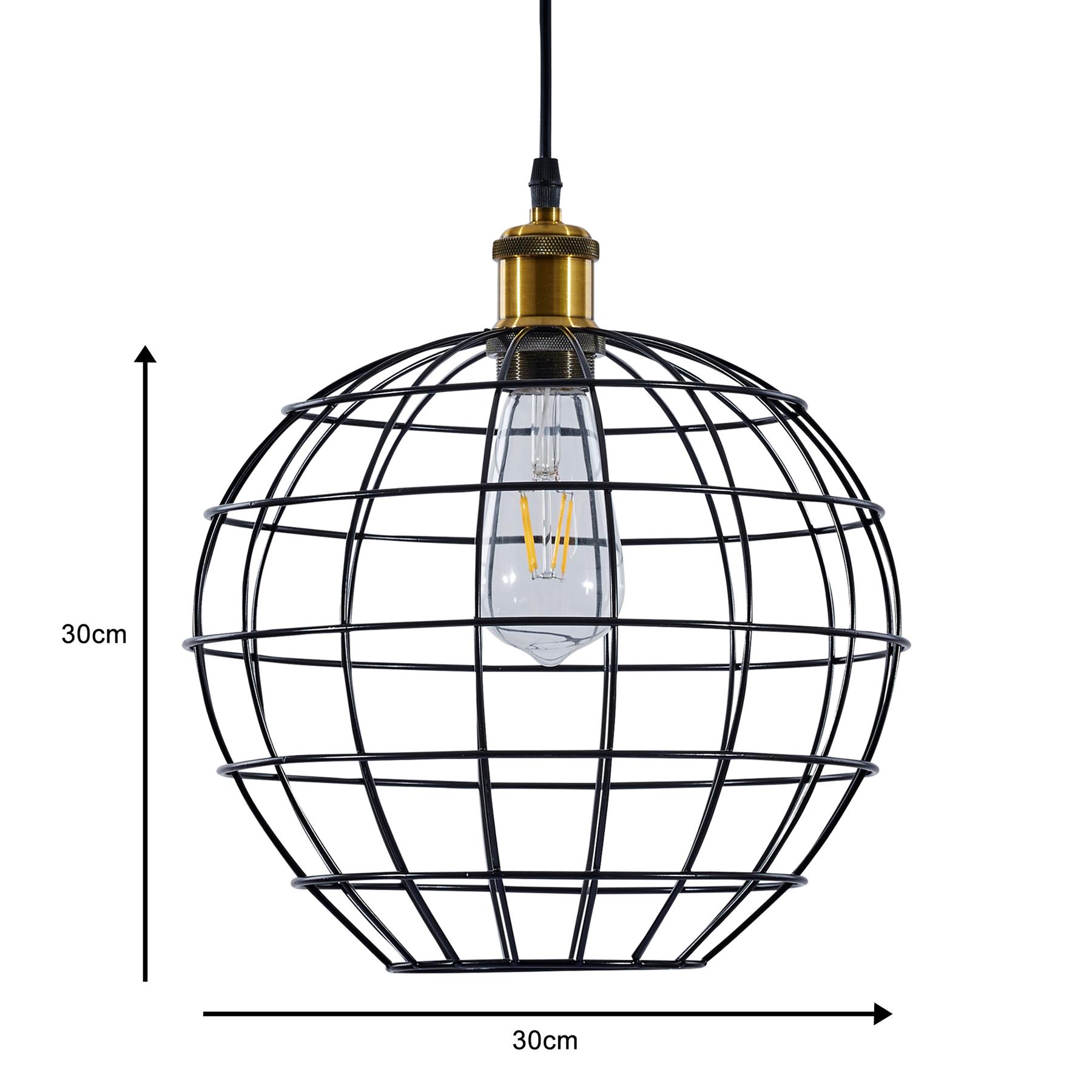 Vintage Metal Cage Industrial Wire Frame Pendant Light Loft Ceiling