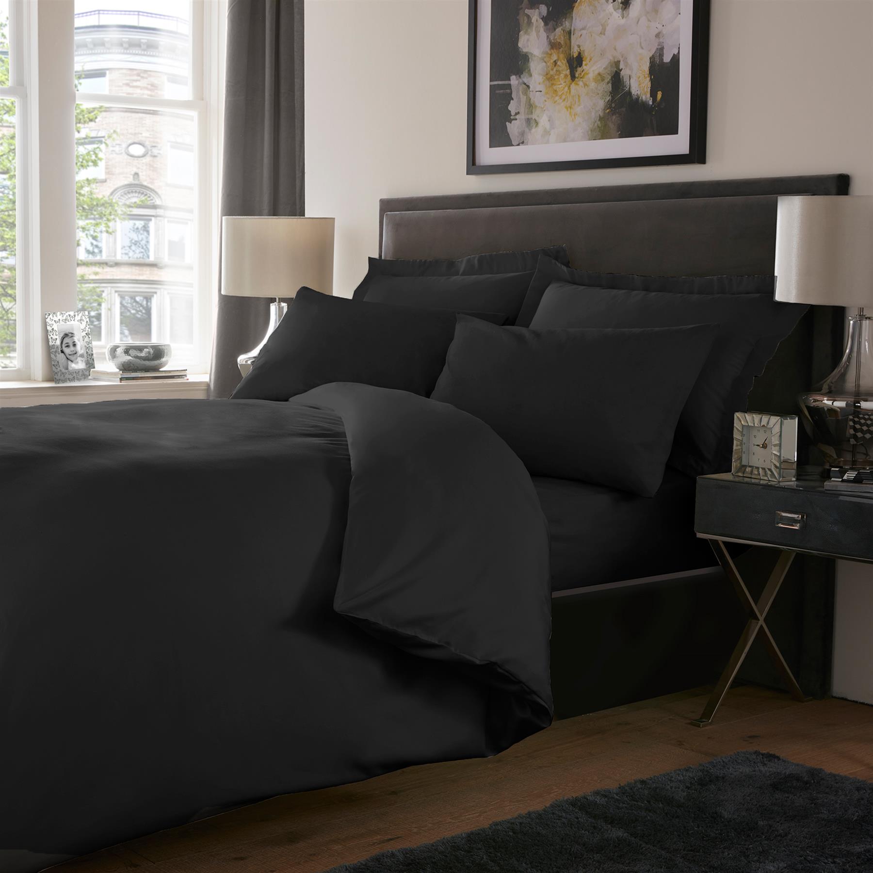 800TC Plain Dyed Cotton Rich Duvet Cover Or Extra Deep / Fitted / Flat Bed Sheet - Picture 2 of 25