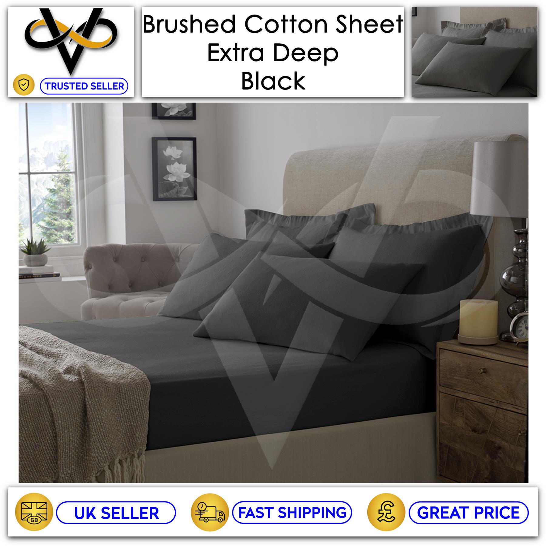 Flannelette 100% Brushed Cotton Extra Deep Fitted Bedsheets 40cm or Pillowcases - Picture 2 of 11