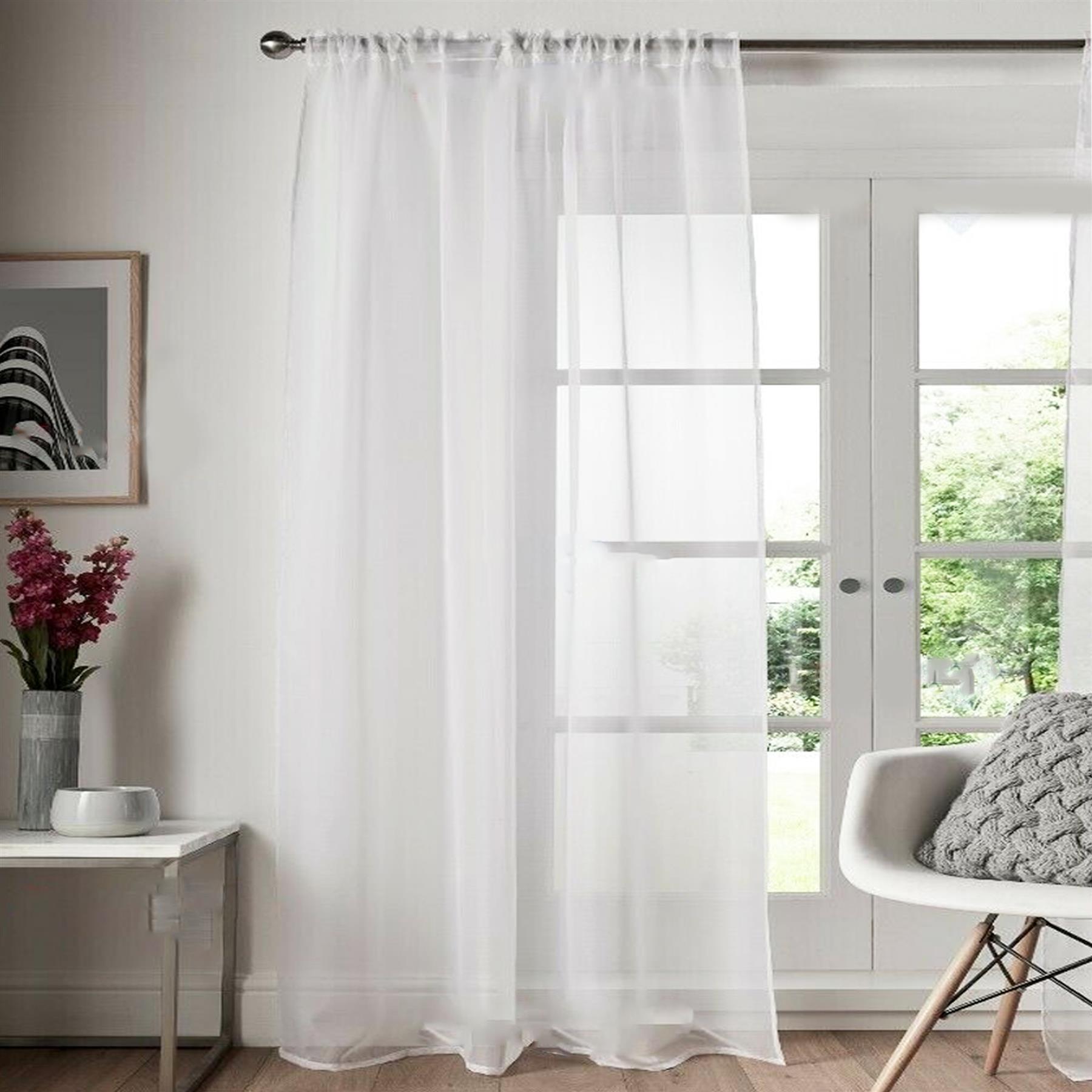 Voile Curtain 1 Panel Slot Top Or Eyelet Ring Top Mesh See-Through Net Curtain - Picture 40 of 60