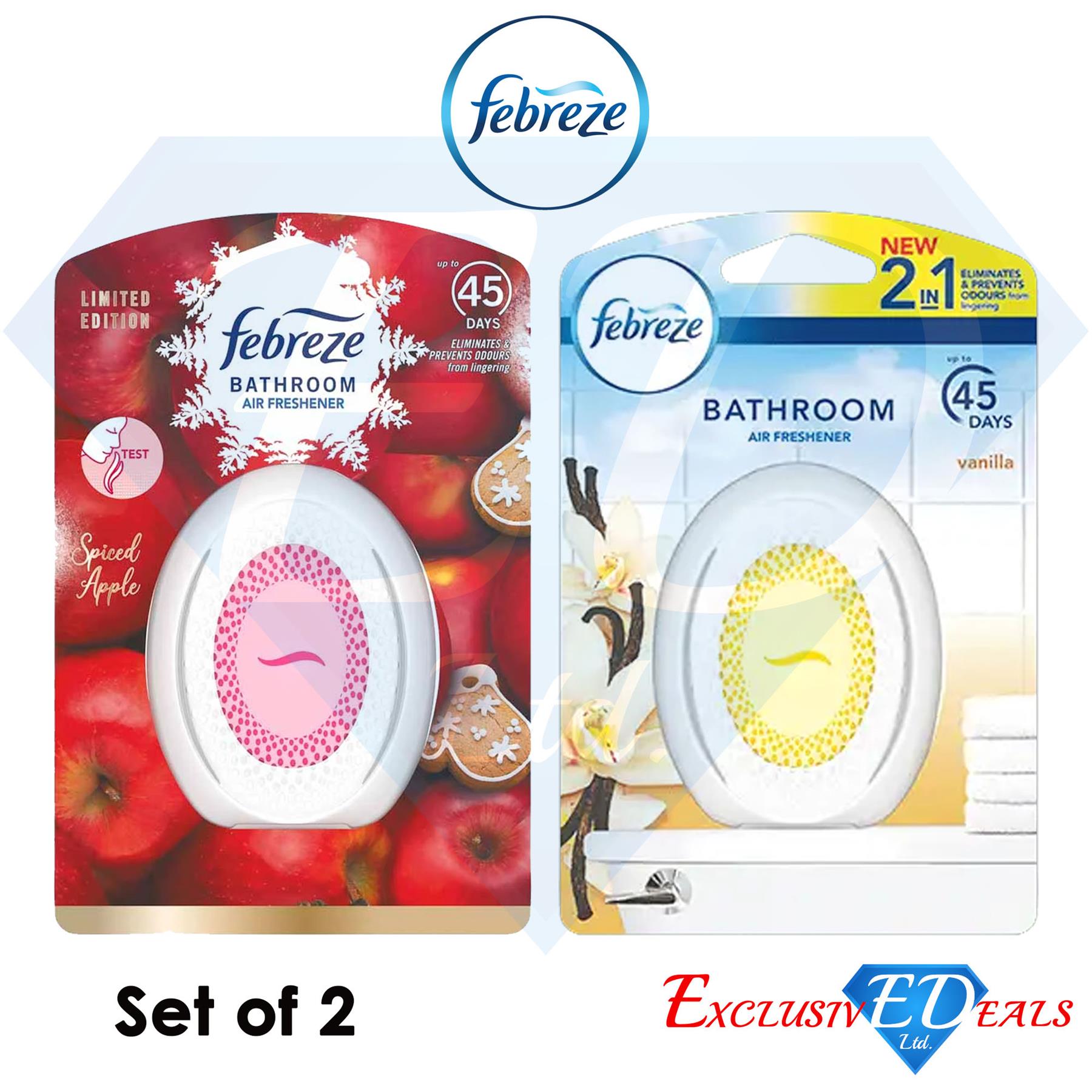 2 x Assorted Febreze Bathroom Air Fresheners 45 Day 2in1 Eliminate