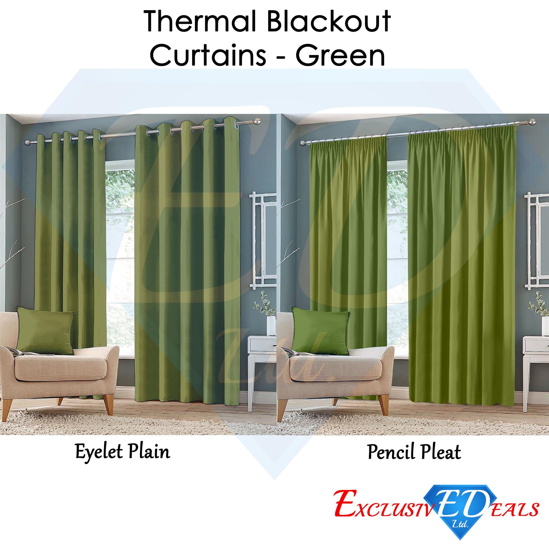 Thermal Blackout Curtains Ready Made Eyelet Ring Top / Pencil Pleat Window Decor - Picture 9 of 20