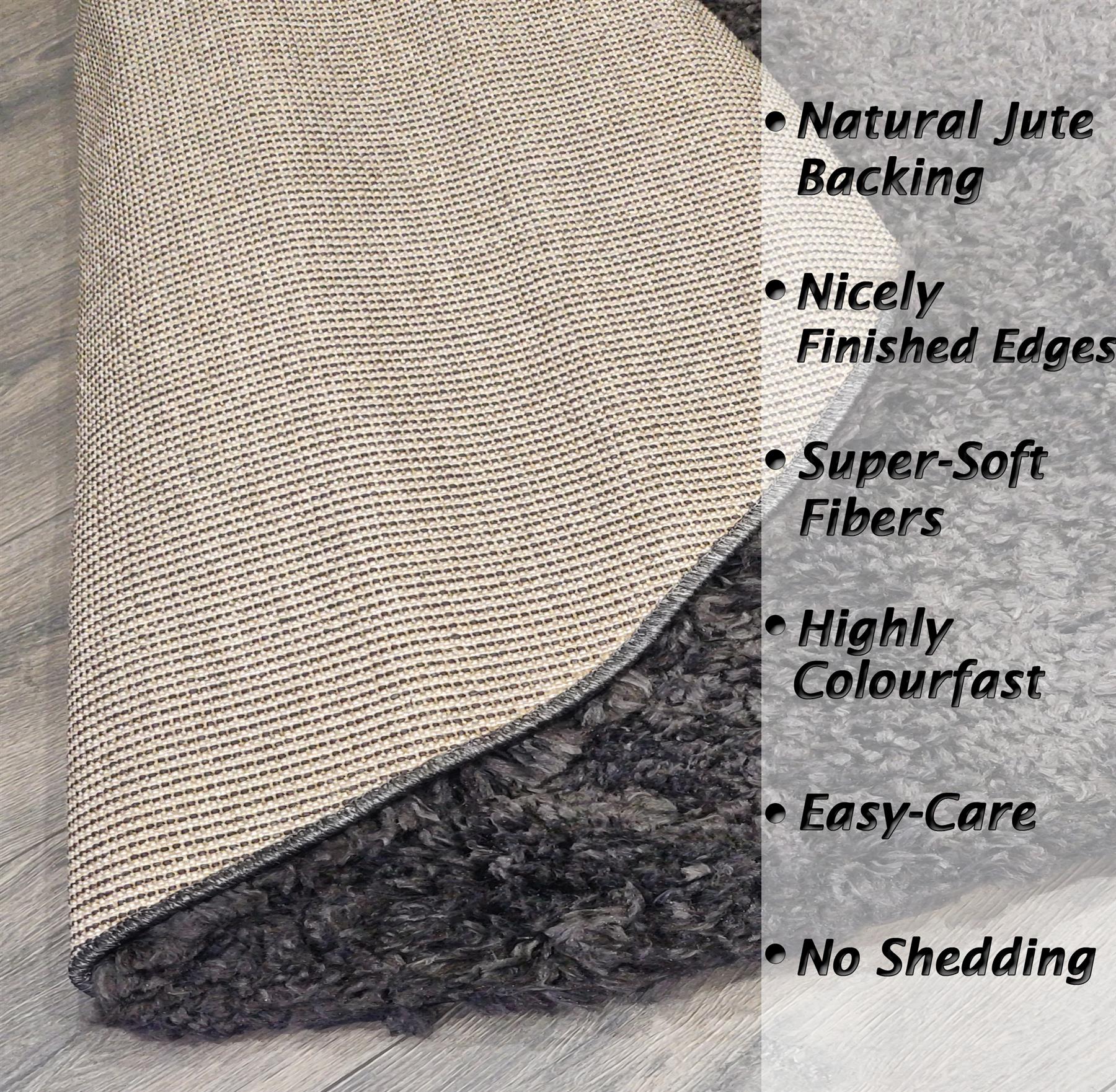 Circular Shaggy Rug Round Fuzzy Carpet Soft Fluffy No-Shed Floor Mat Living Room - Picture 20 of 96