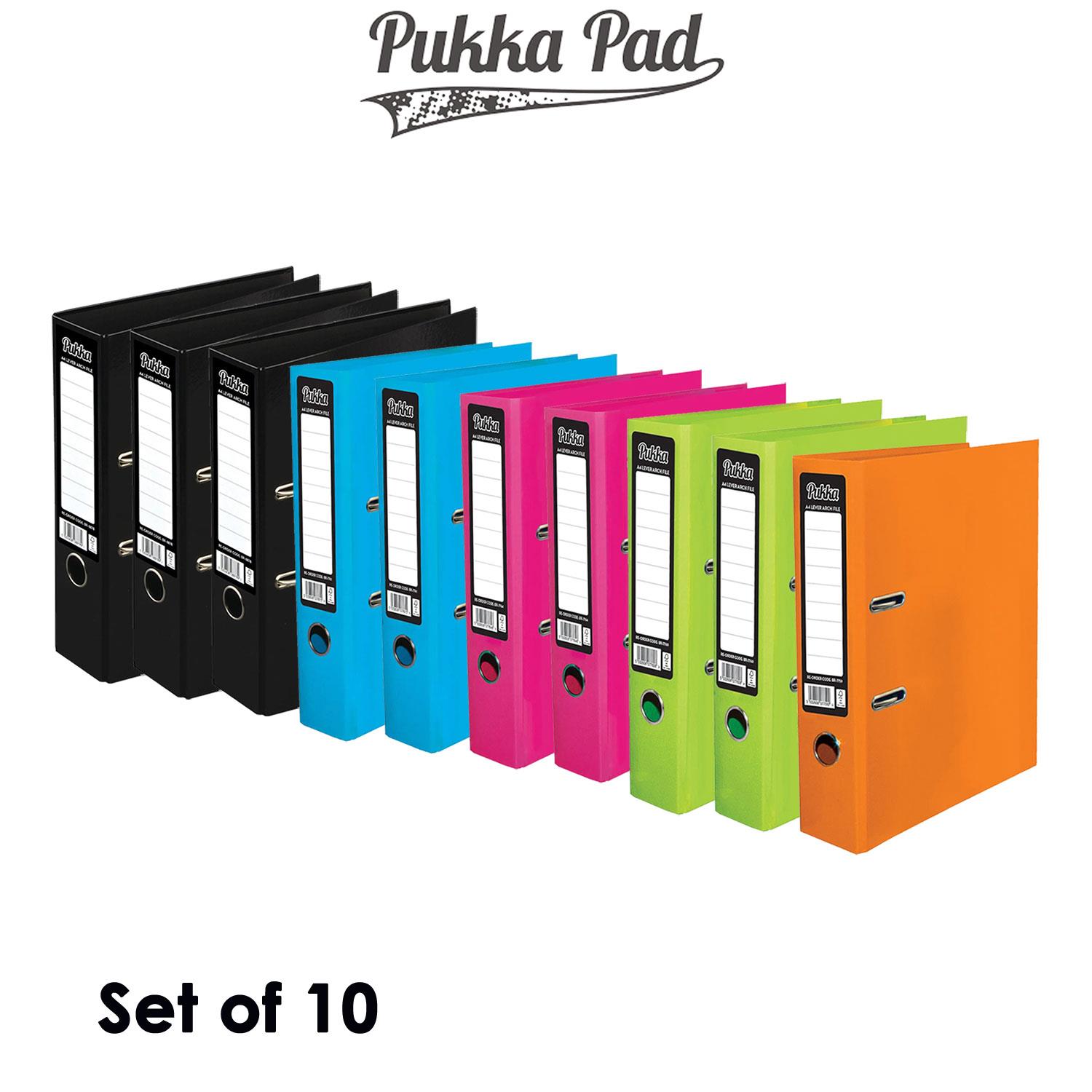 Set of 10 Pukka Lever Arch Files A4 Document / Paperwork Folders For Uni, Office