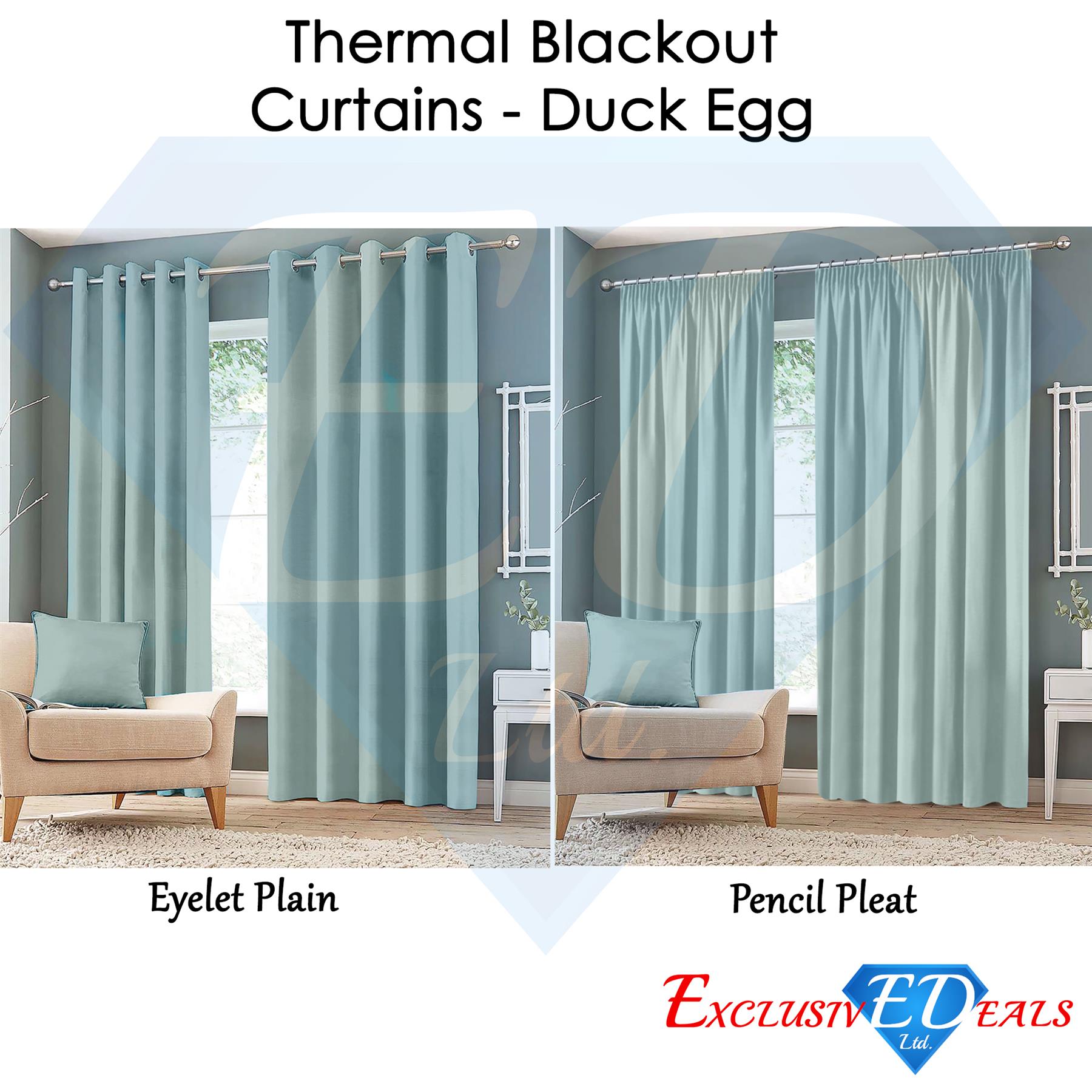 Thermal Blackout Curtains Ready Made Eyelet Ring Top / Pencil Pleat Window Decor - Picture 7 of 20