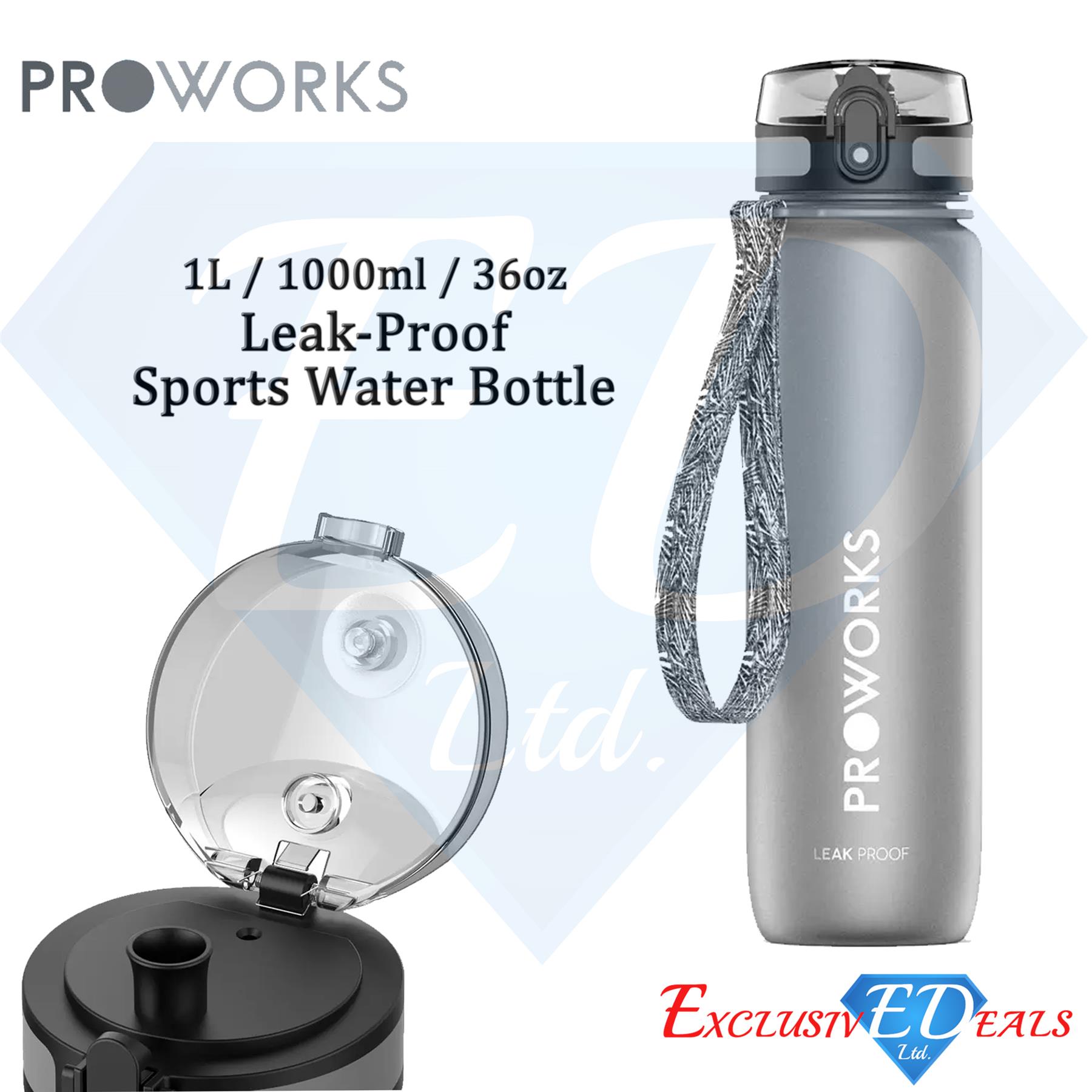 Botella de agua sin fugas 1L Proworks botella deportiva de plástico correa de mano sin BPA - Imagen 14 de 40