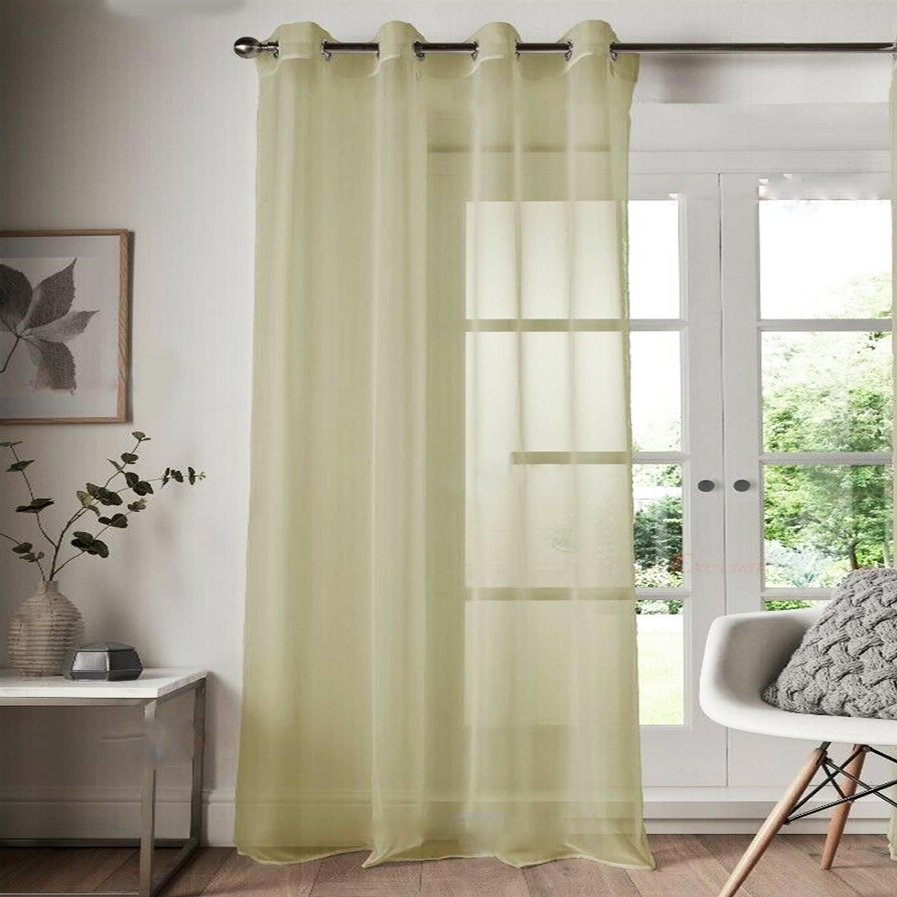 Voile Curtain 1 Panel Slot Top Or Eyelet Ring Top Mesh See-Through Net Curtain - Picture 11 of 60