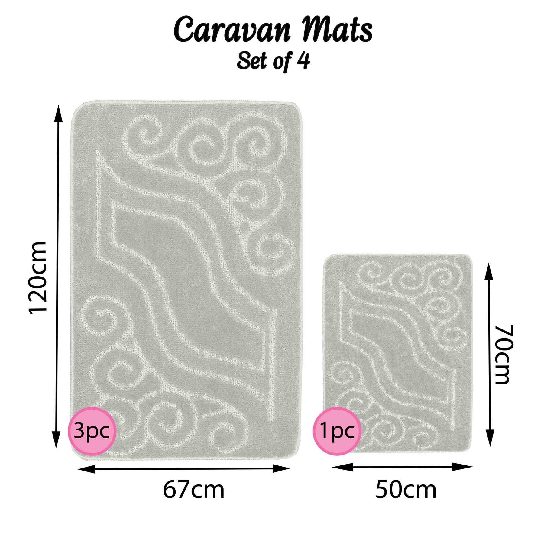 4pc Washable Caravan Rugs Romany Gypsy Mats Non-Slip Soft Tourer Set 67x120cm - Picture 28 of 30