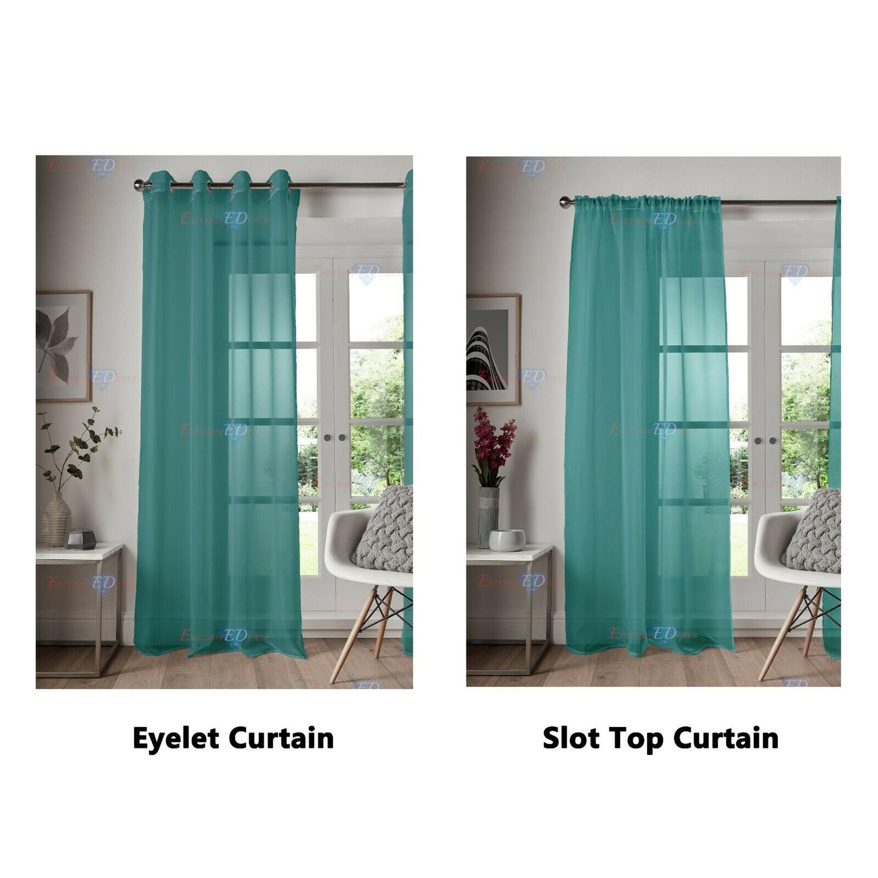 Voile Curtain 1 Panel Slot Top Or Eyelet Ring Top Mesh See-Through Net Curtain - Picture 53 of 60