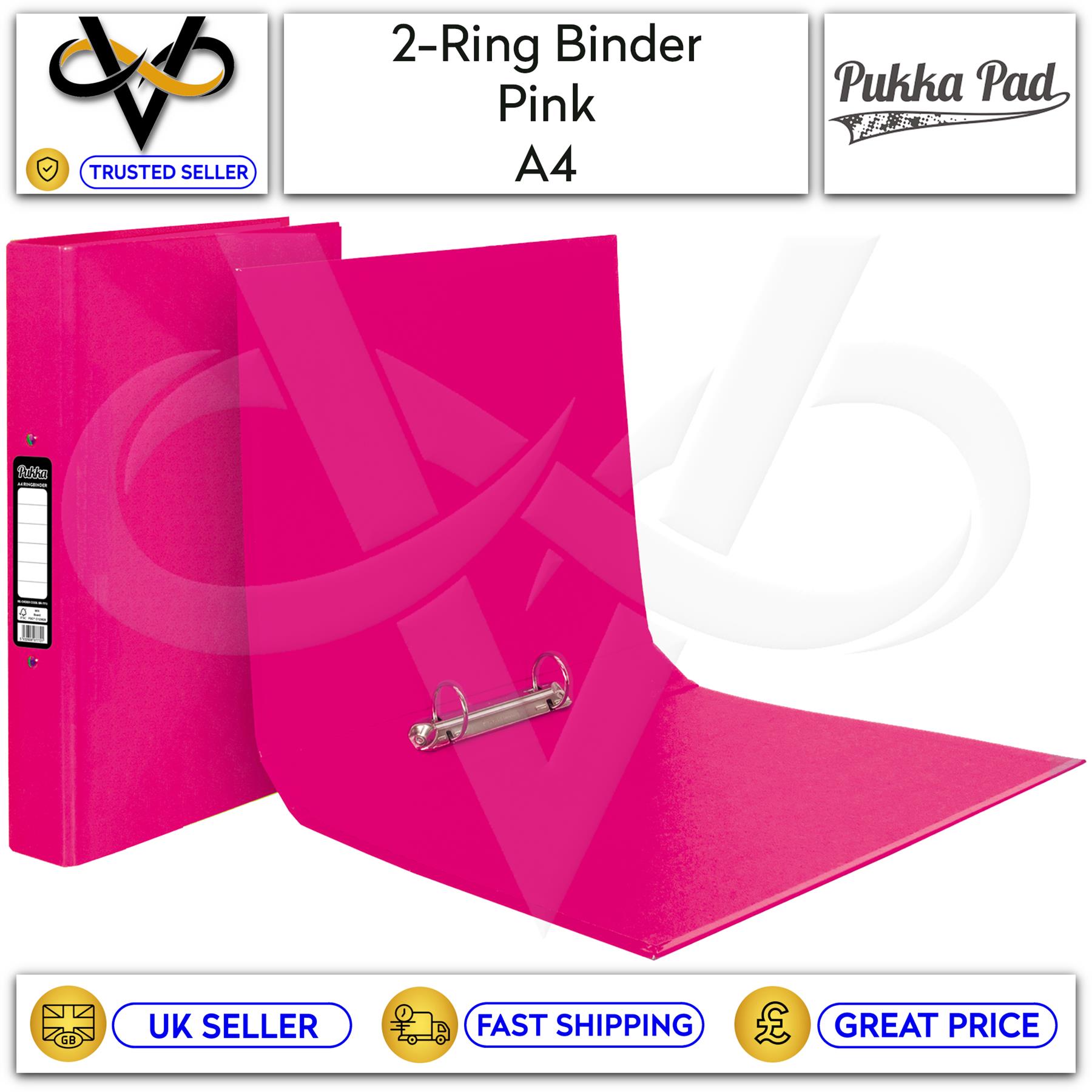 Pukka A4 Ring Binder 2-Ring Assorted Colours Black/Red/Blue/Purple/Pink/Navy - Picture 6 of 7