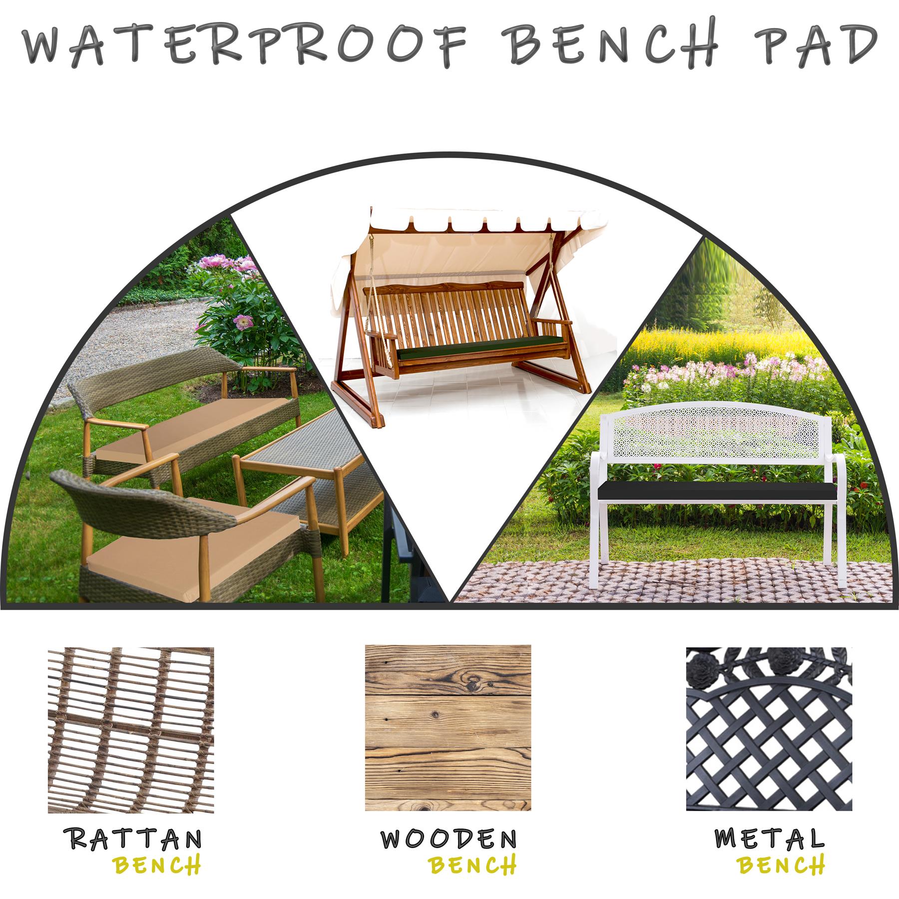 Water-Resistant Outdoor Bench Pad 2-4 Seater Cushion Seat Patio Garden Furniture - Picture 73 of 88