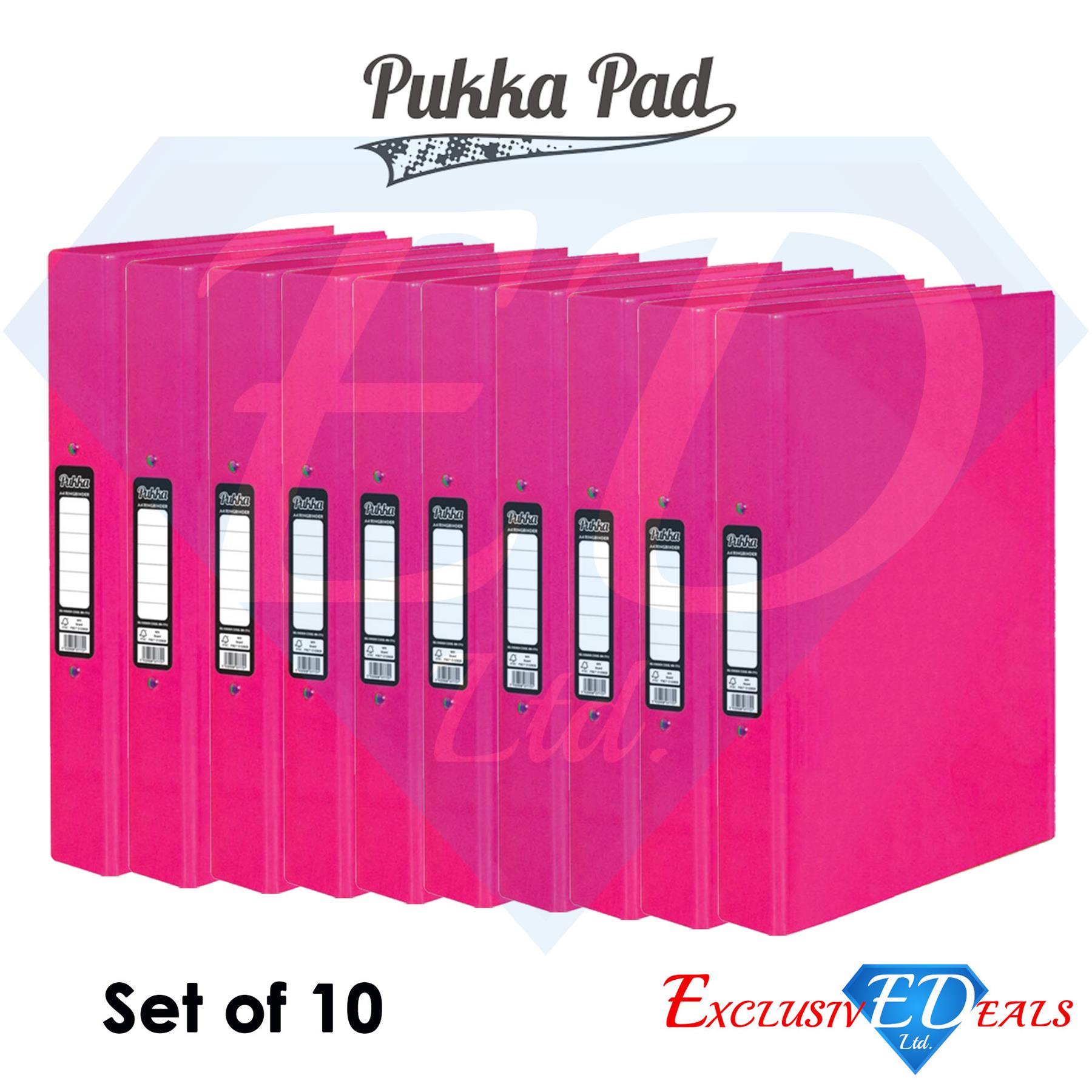 10 Pack A4 Pukka 2Ring All Coloured Ring Binders Folder File or