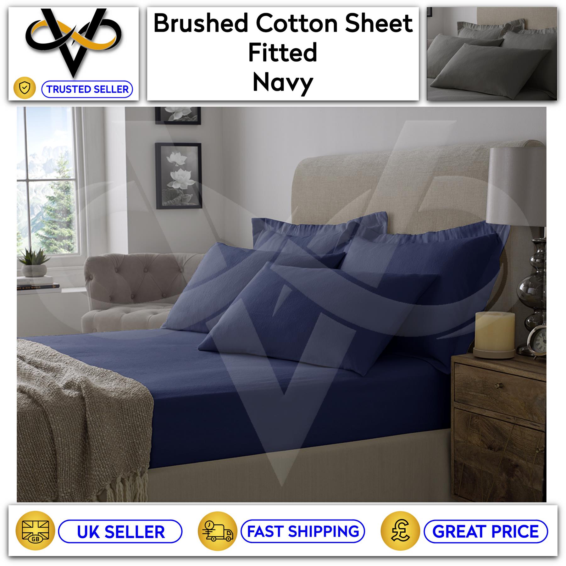 Flannelette 100% Brushed Cotton Soft Fitted Bedsheets And Pillowcases All Sizes - Picture 9 of 11