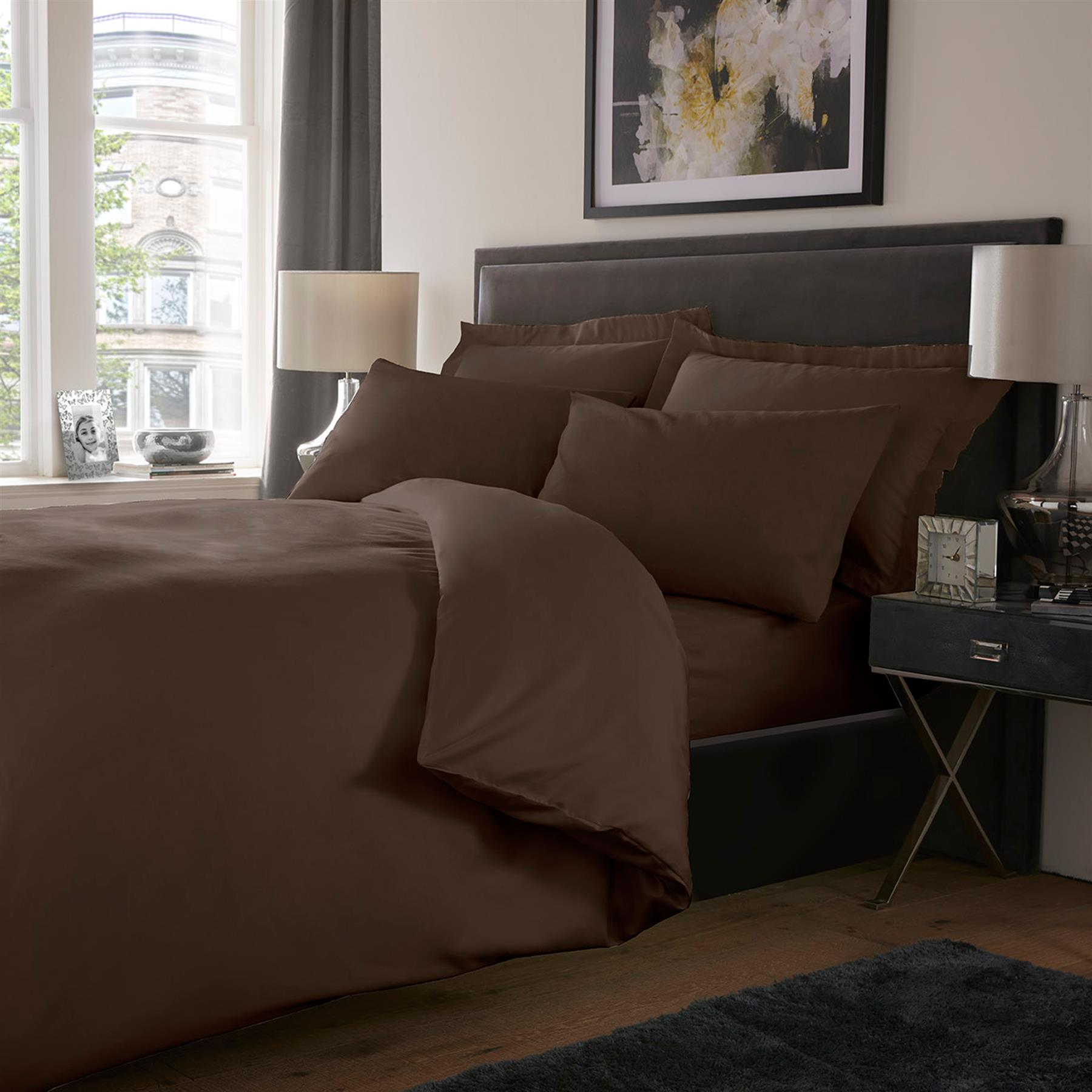 800TC Plain Dyed Cotton Rich Duvet Cover Or Extra Deep / Fitted / Flat Bed Sheet - Picture 8 of 25