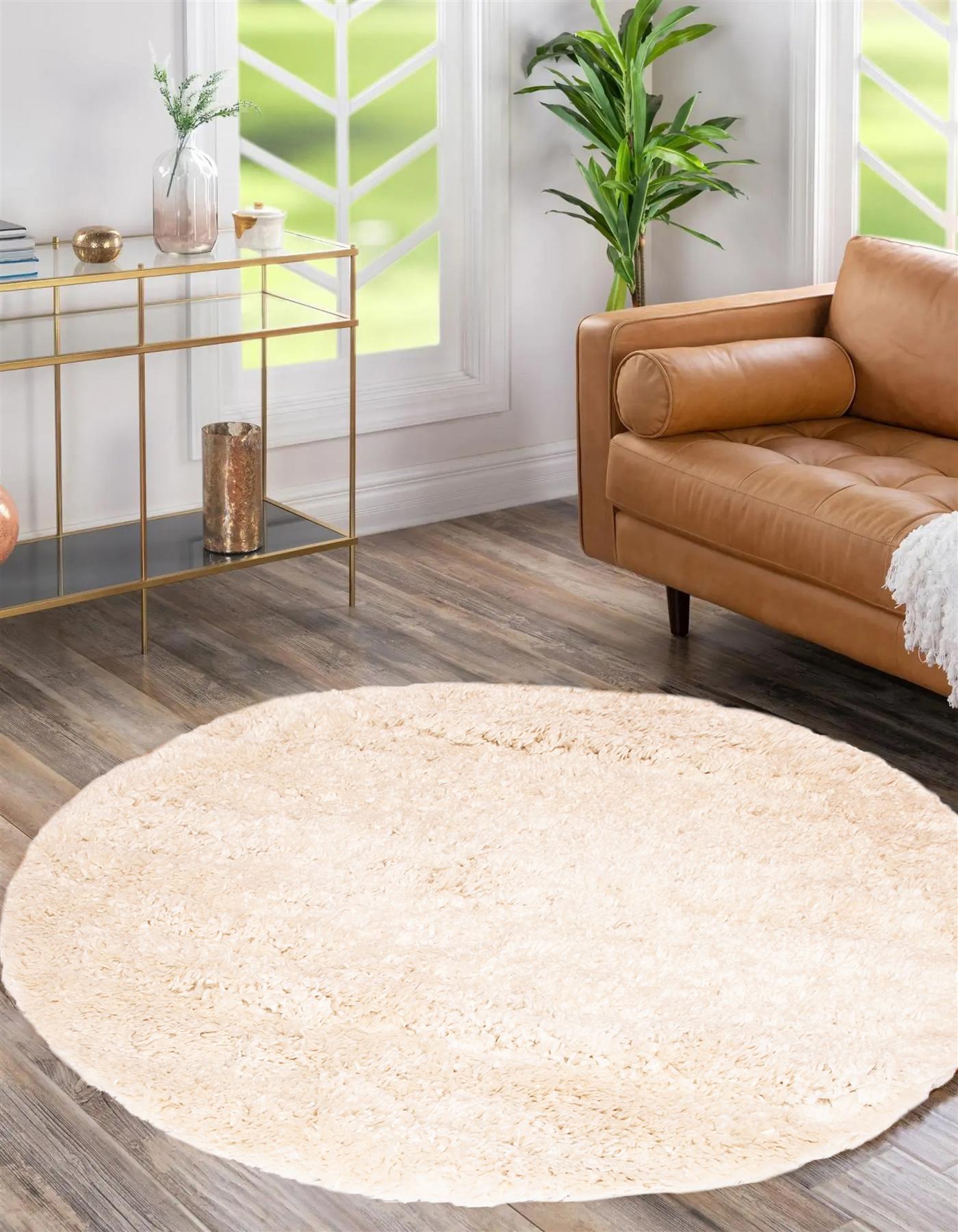 Circular Shaggy Rug Round Fuzzy Carpet Soft Fluffy No-Shed Floor Mat Living Room - Picture 26 of 96