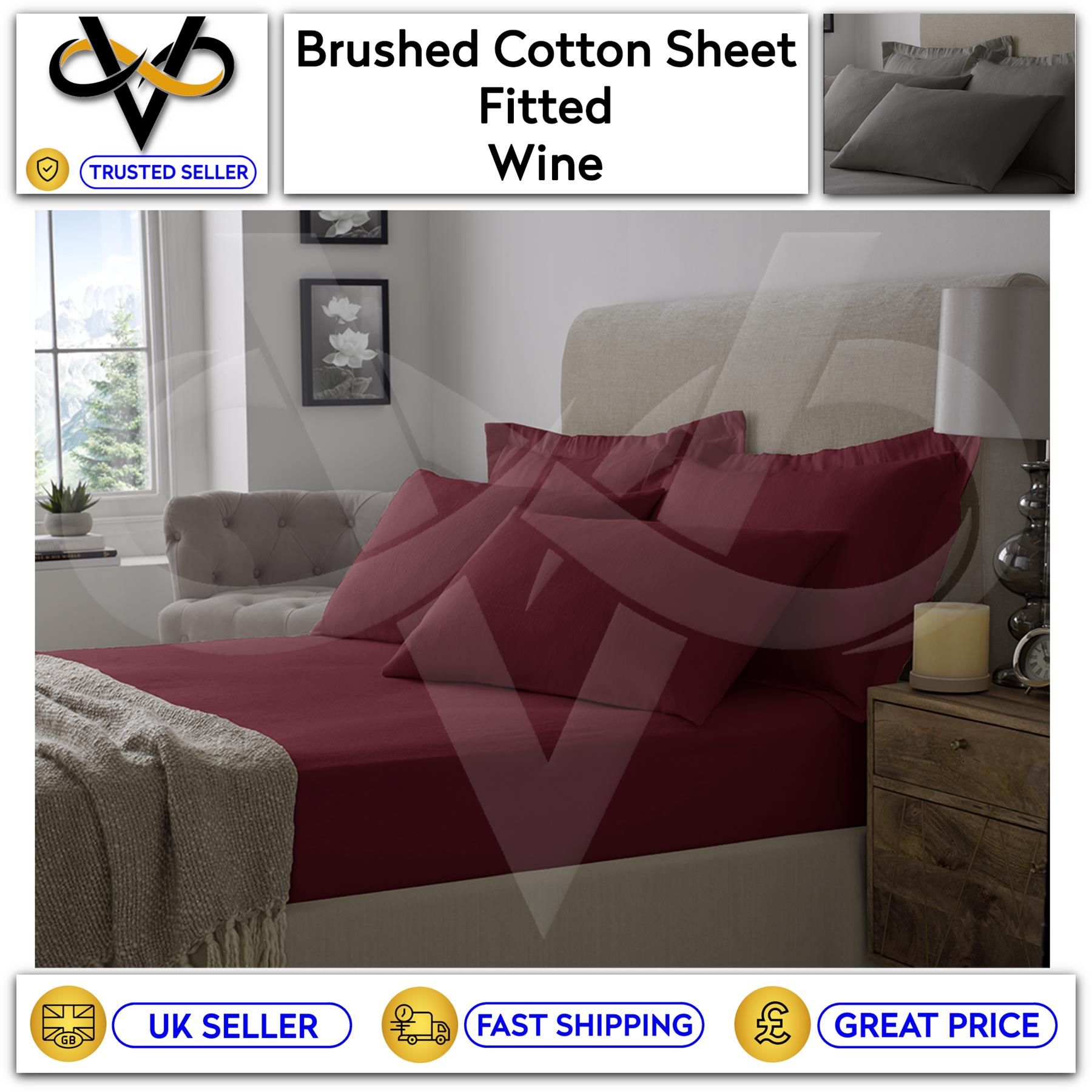 Flannelette 100% Brushed Cotton Soft Fitted Bedsheets And Pillowcases All Sizes - Picture 10 of 11