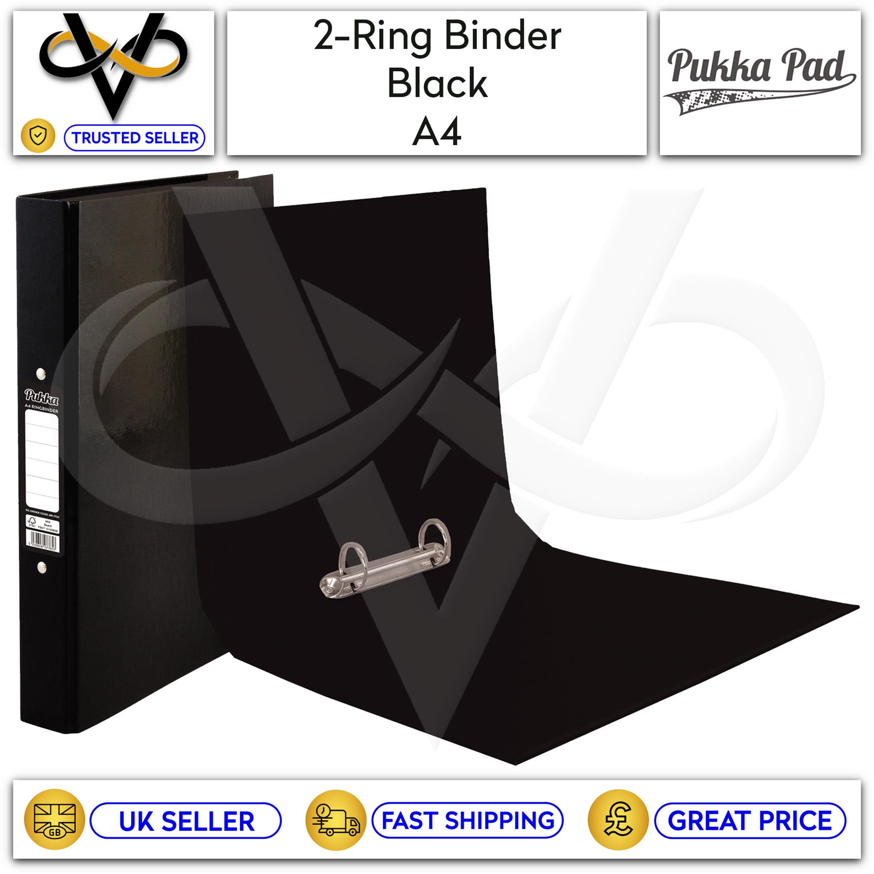 Pukka A4 Ring Binder 2-Ring Assorted Colours Black/Red/Blue/Purple/Pink/Navy - Picture 2 of 7