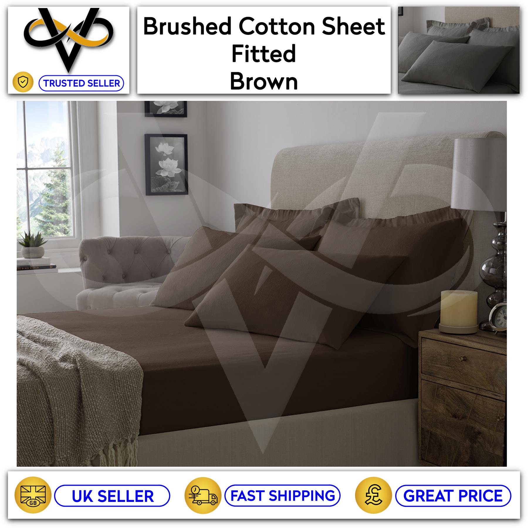 Flannelette 100% Brushed Cotton Soft Fitted Bedsheets And Pillowcases All Sizes - Picture 3 of 11