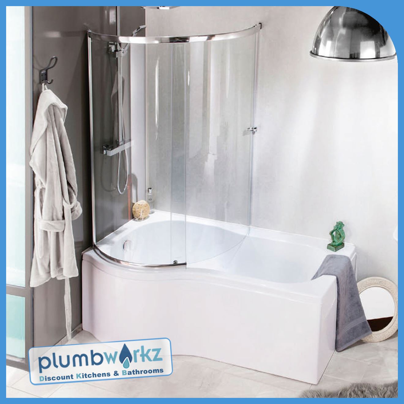 P Shaped Bath 1500mm1700mm Bath Full Enclosure Screen & Bath Panel eBay