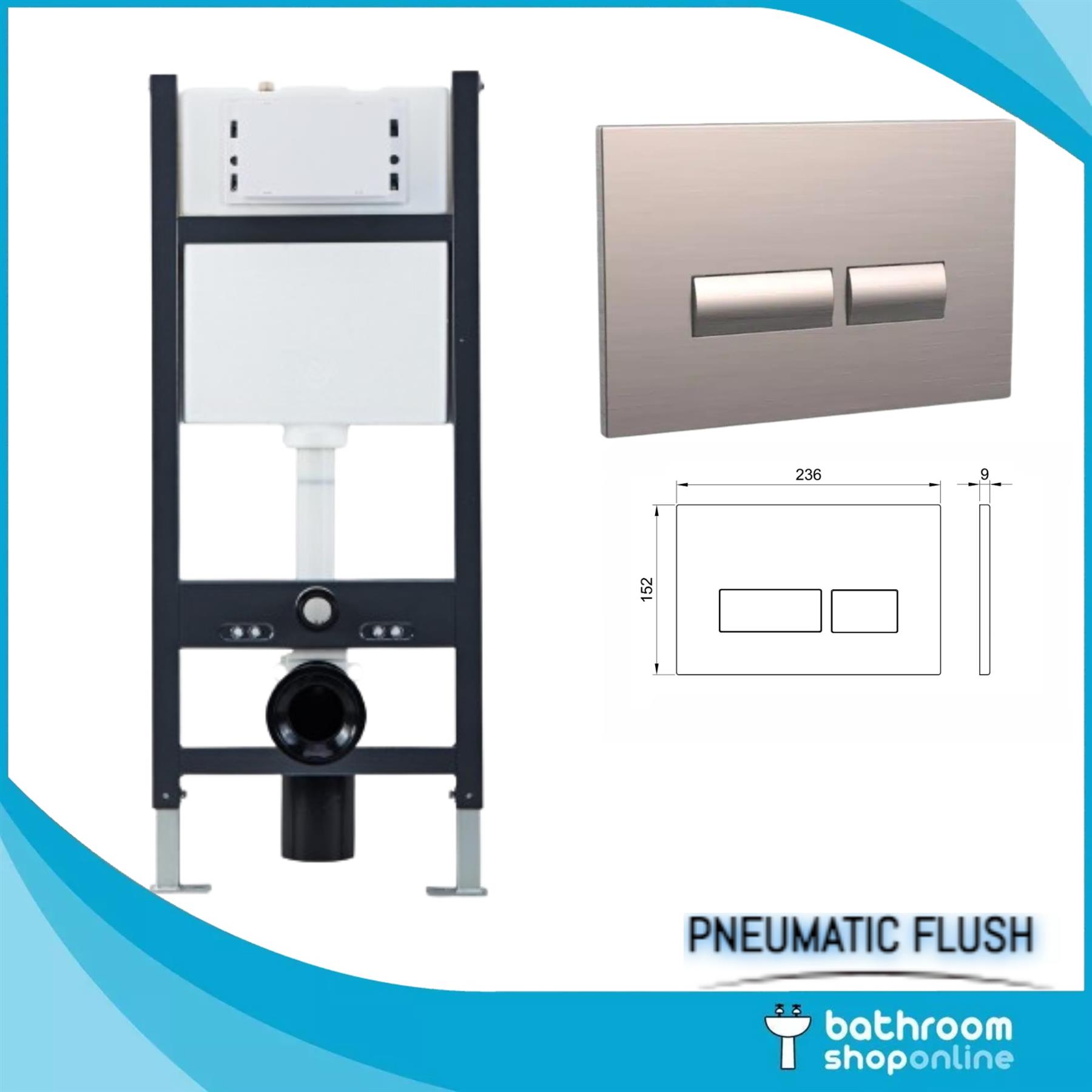 Wall Hung Concealed Toilet Cistern Frame & Brushed Brass Flush Plate