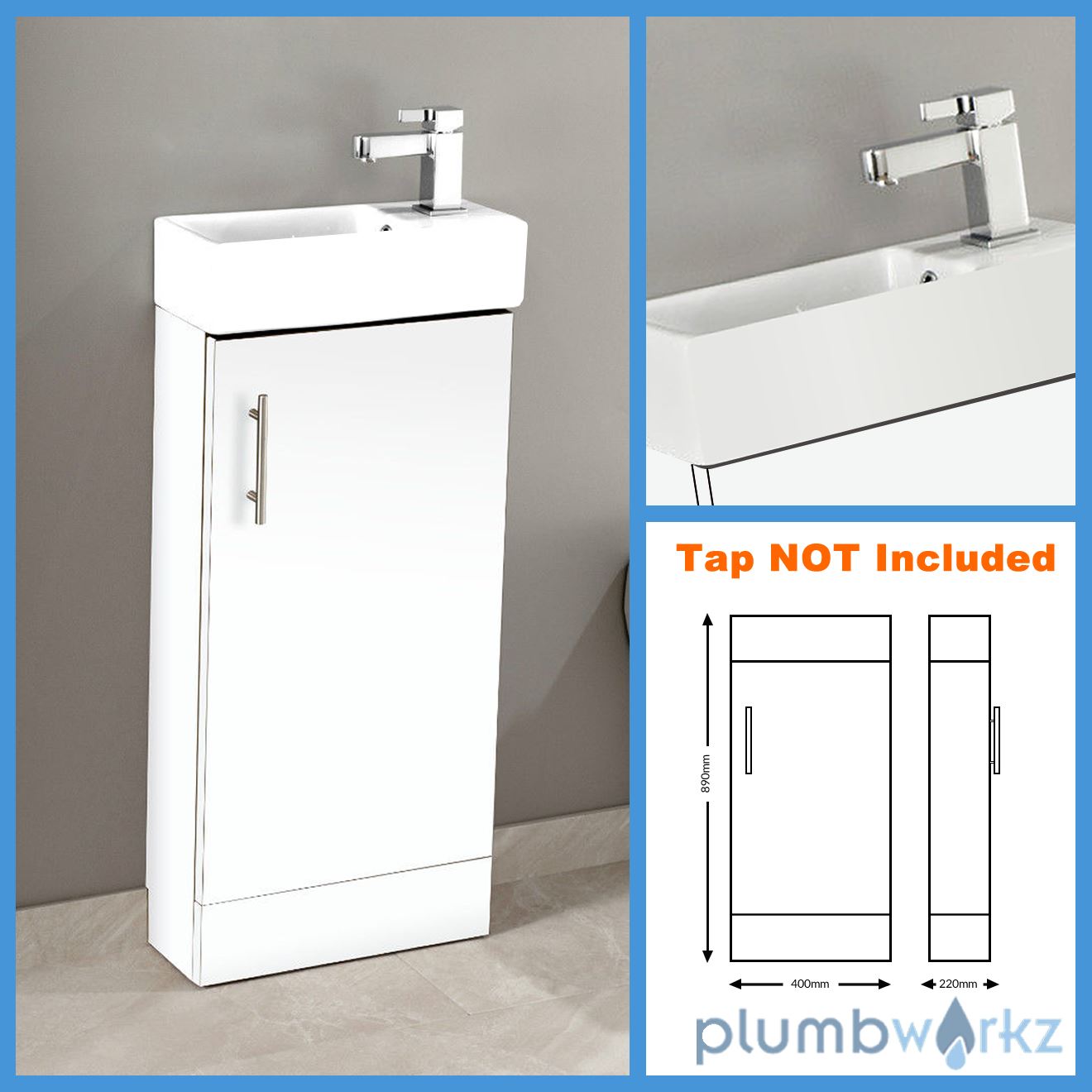 400MM FLOOR STANDING Bathroom Vanity Unit Compact Ensuite Cloakroom