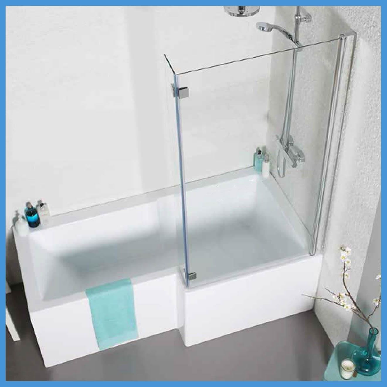 L Shaped Bathroom Suite 1700 Bath 850mm Vanity Unit BTW Toilet WC Taps & Shower