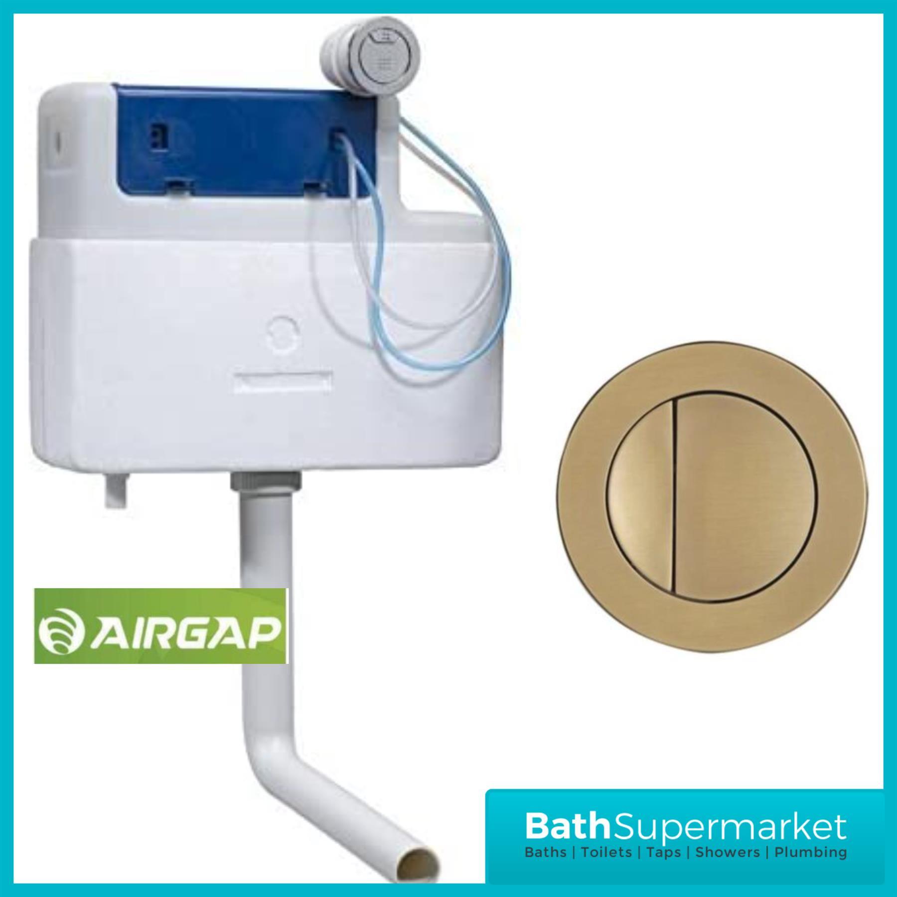 WRAS APPROVED DUAL Flush Toilet Cistern Airgap Brushed Brass Button £99
