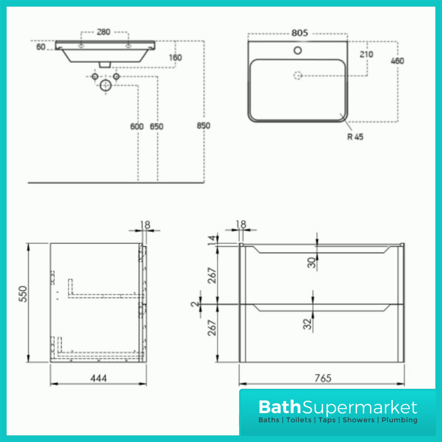 Bathroom Vanity Unit Basin Sink Furniture Storage Biella Green BTW WC Pan - Picture 32 of 36
