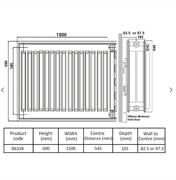 1500mm Width x Various Height Central Heating Convector Radiators-Type 11-21-22