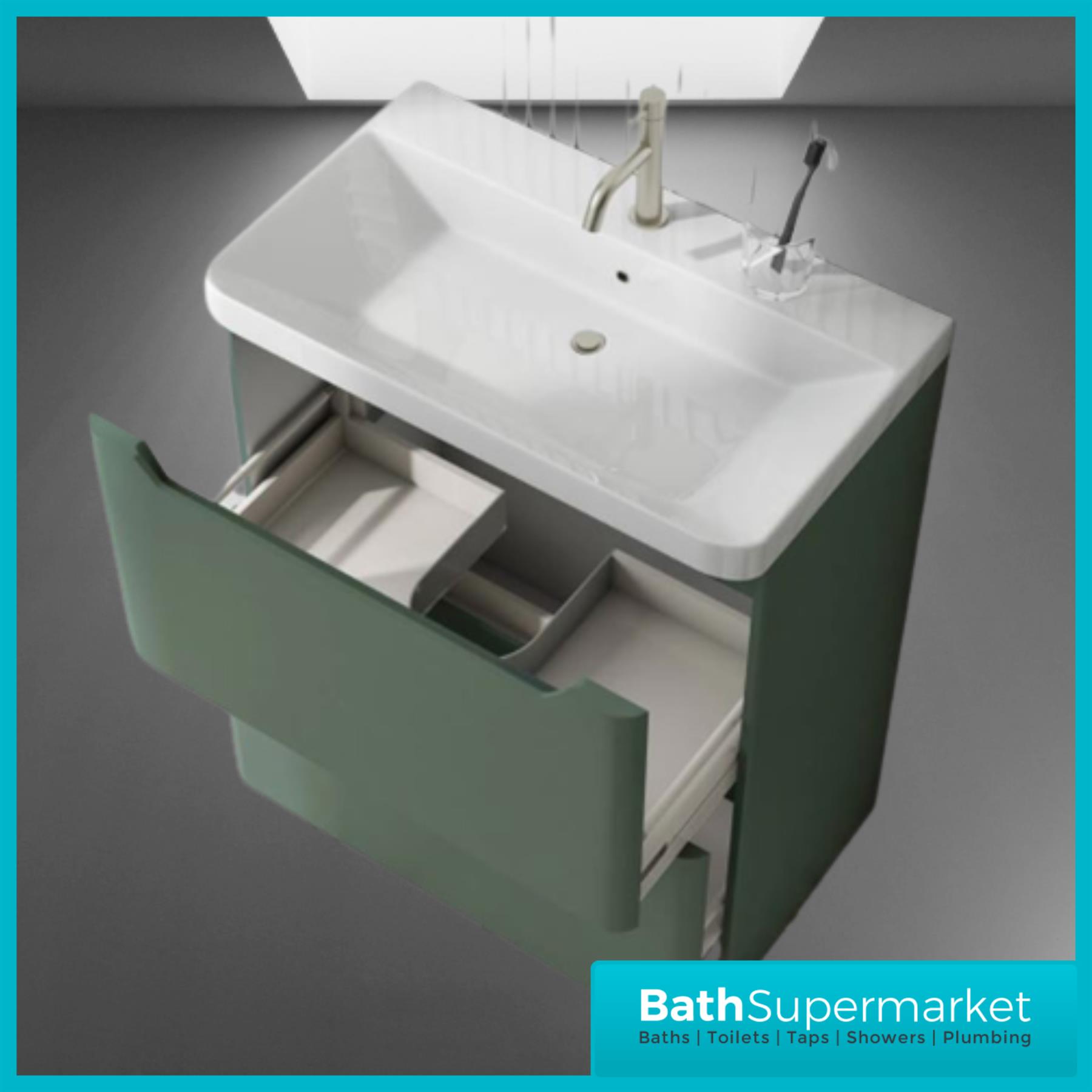 Bathroom Vanity Unit Basin Sink Furniture Storage Biella Green BTW WC Pan - Picture 18 of 36