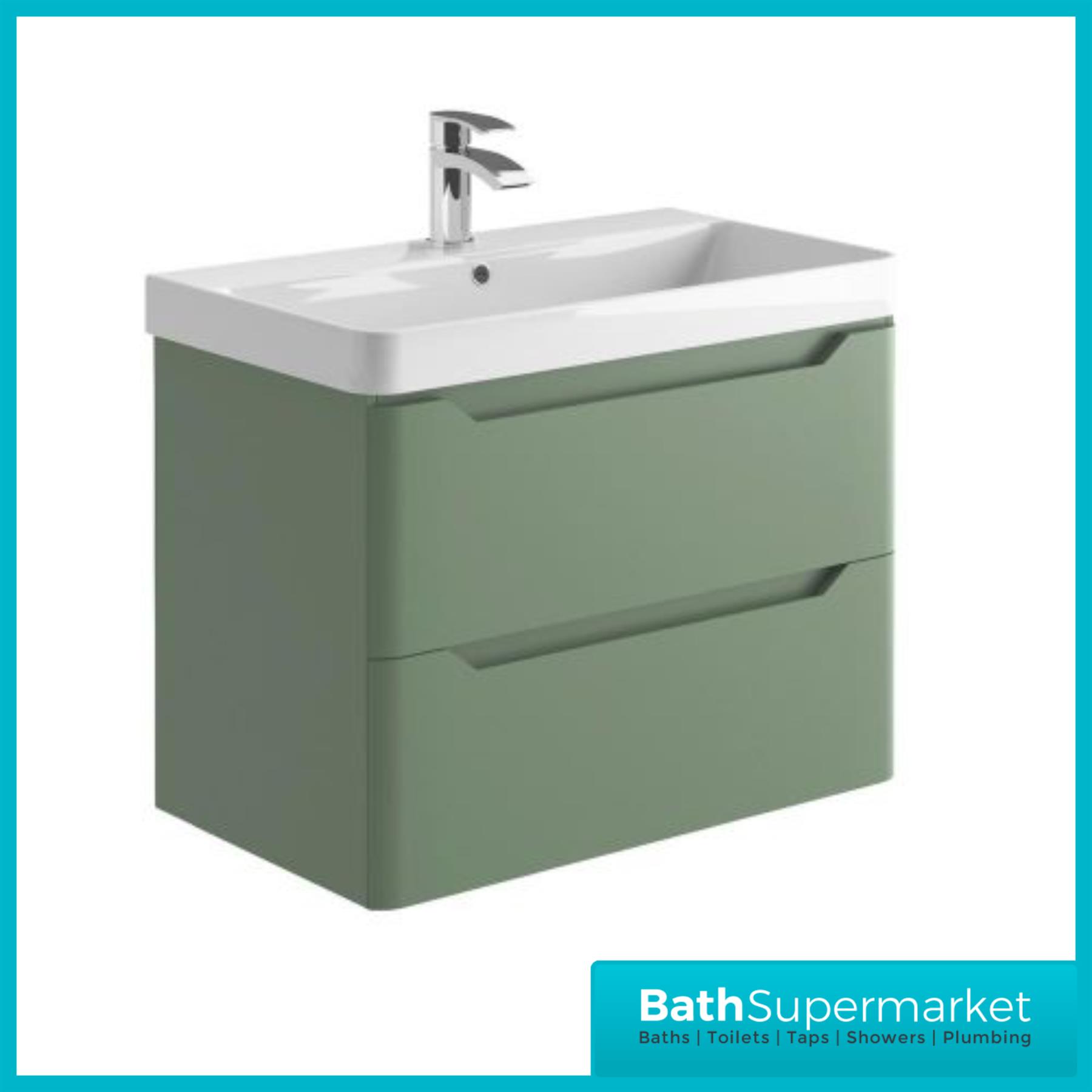Bathroom Vanity Unit Basin Sink Furniture Storage Biella Green BTW WC Pan - Picture 29 of 36