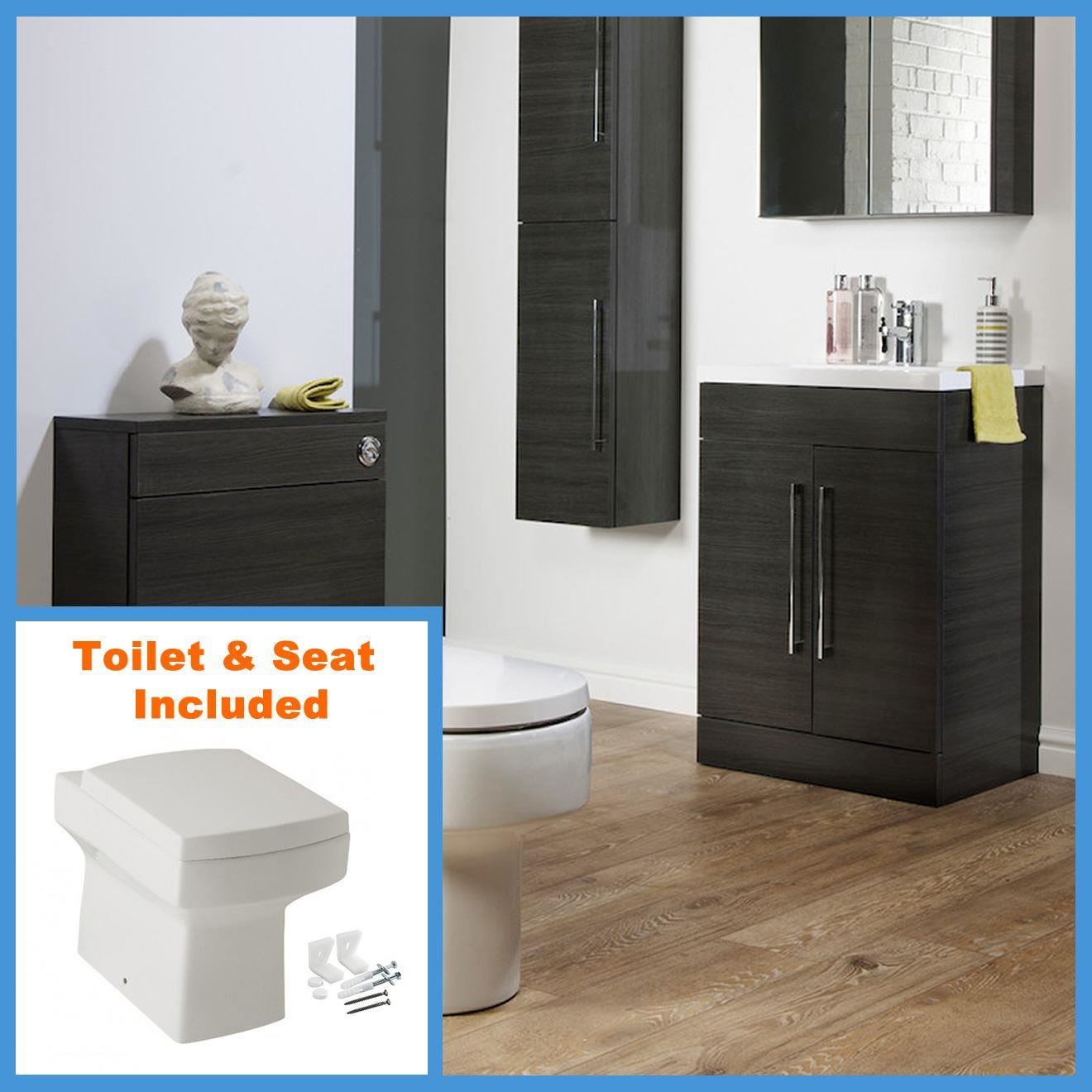 Bathroom Furniture Black Ash Vanity Unit Cabinet Basin 