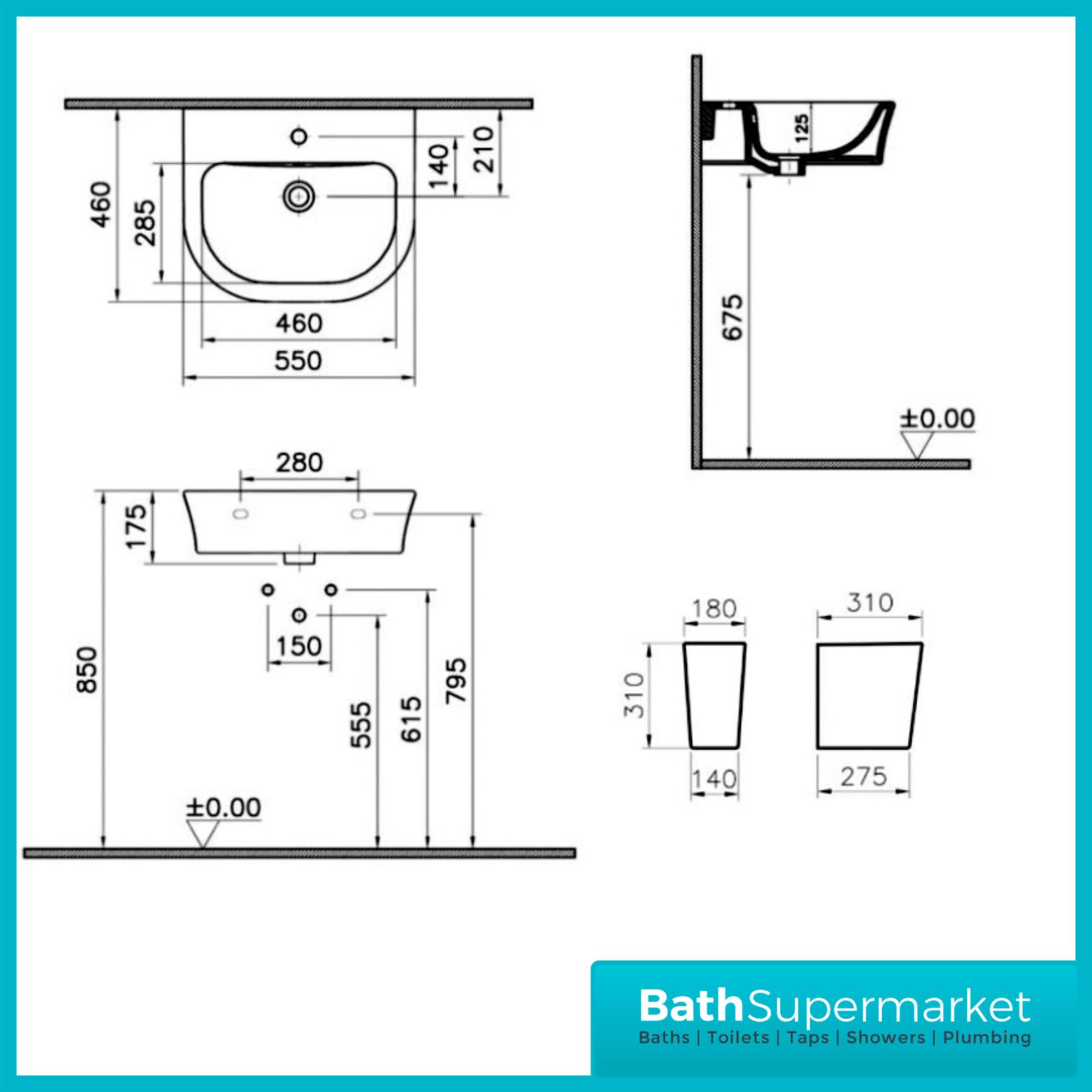 Bathroom Suite Close Coupled Toilet WC Basin Sink Full-Pedestal Rimless-Bidet - Picture 16 of 18