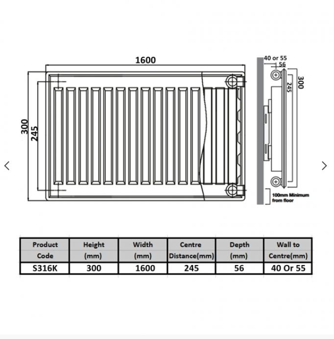1600mm Width x Various Height Central Heating Convector Radiators-Type 11-21-22
