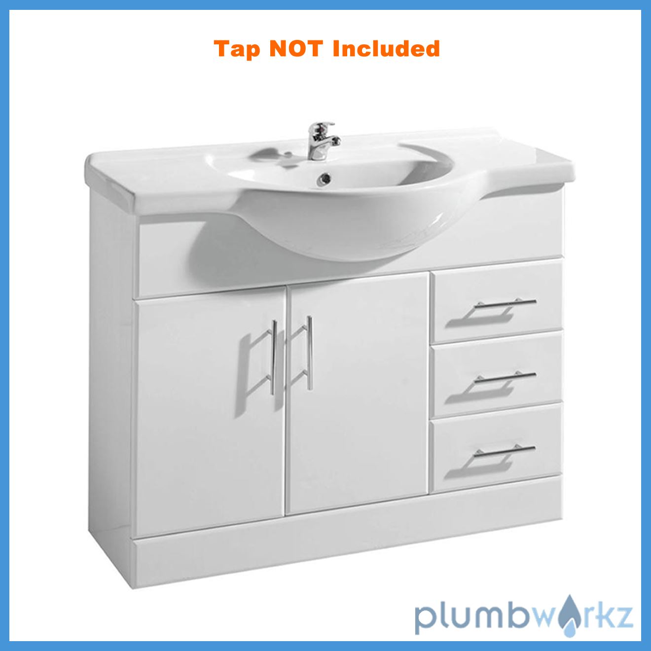 White Gloss Bathroom Vanity Unit Basin Sink Compact Cloakroom Cabinet ...