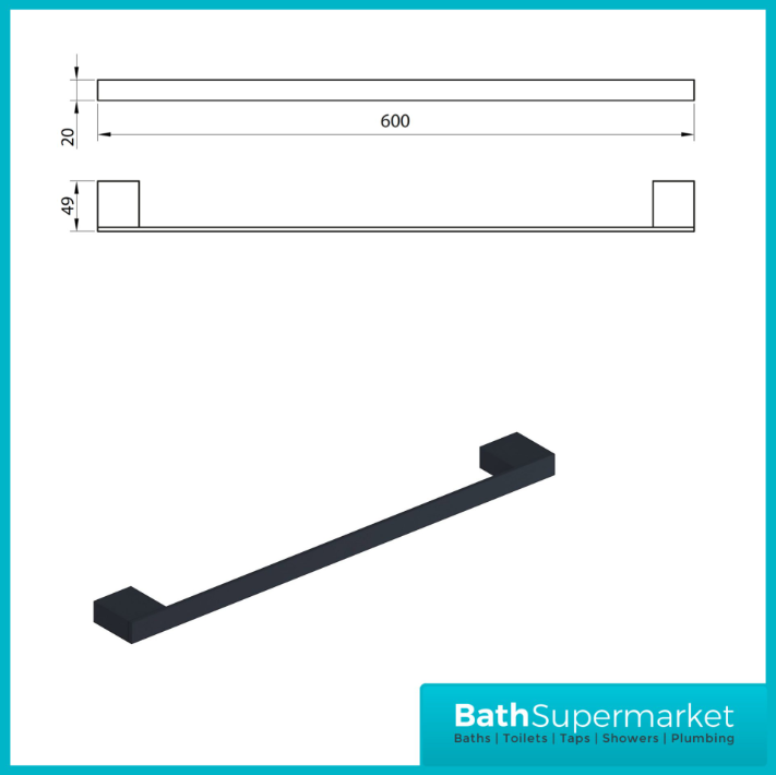 Matt Black Wall Mounted Bathroom Accessories - Modern 10 Piece Choice - UK Stock - Picture 25 of 29