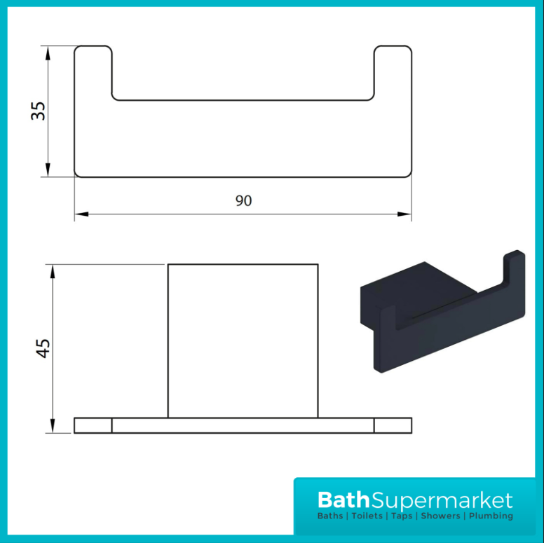 Matt Black Wall Mounted Bathroom Accessories - Modern 10 Piece Choice - UK Stock - Picture 17 of 29